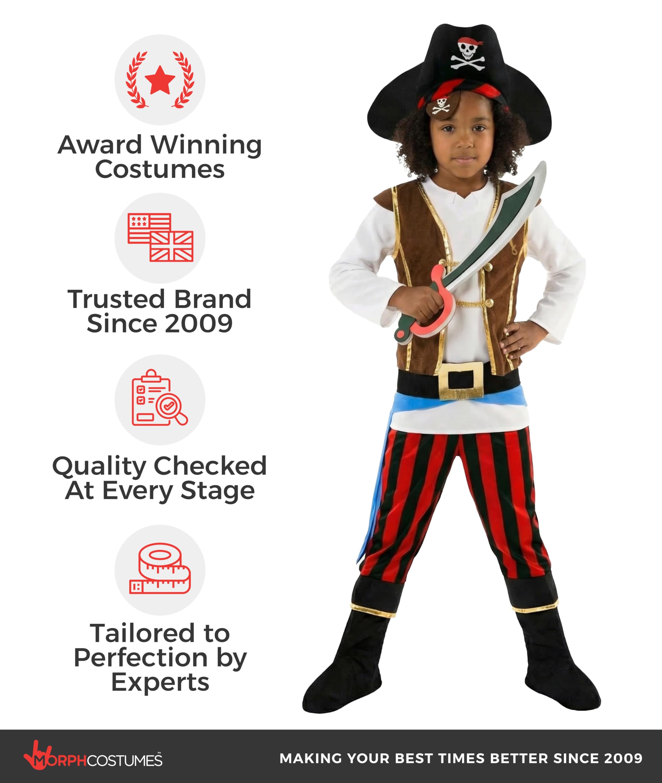Morph Pirate Costume for Kids, Boys Pirate Costume, Toddler Boy Sea Captain Outfit, Toddlers Halloween Costume Kids - Image 6