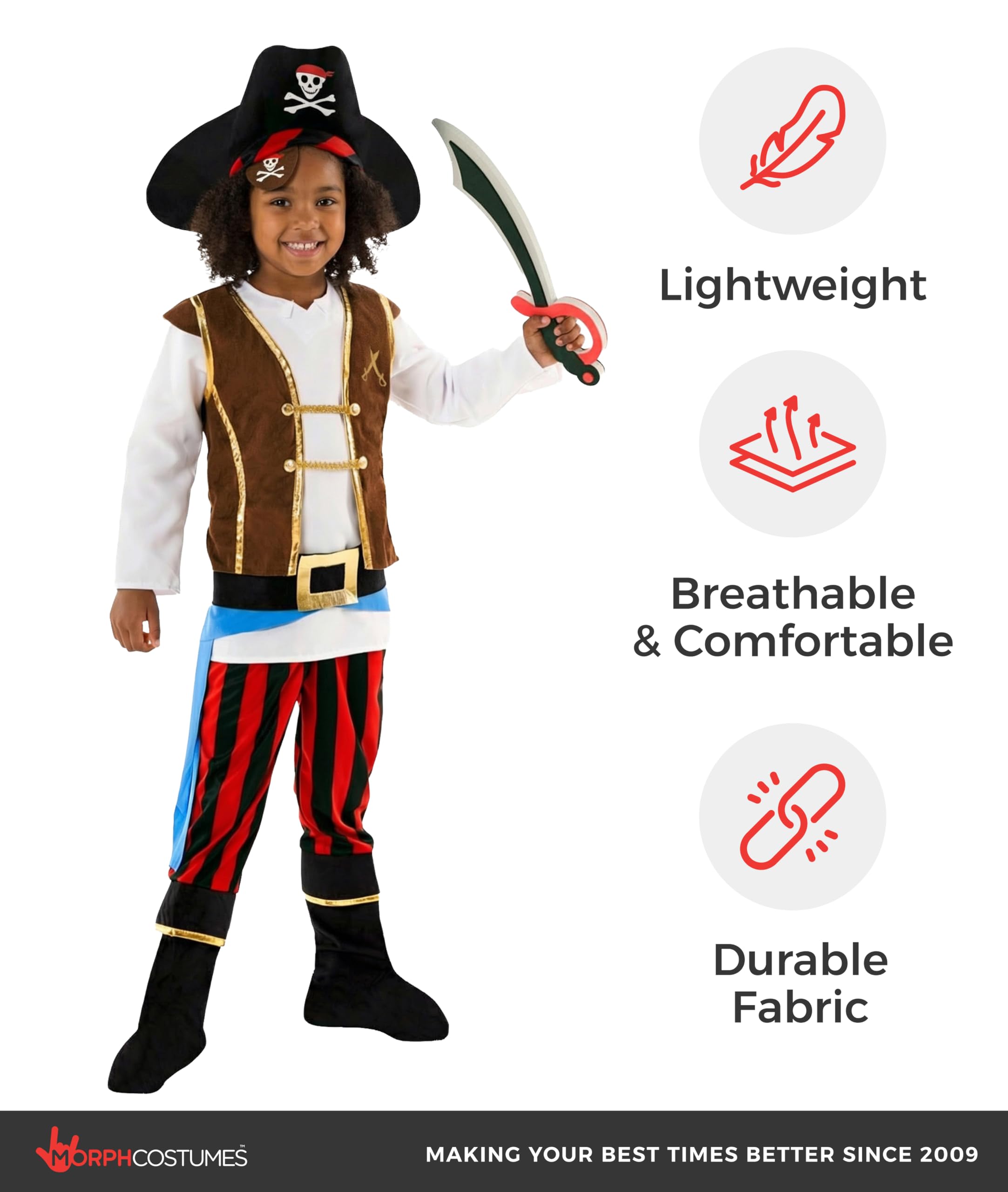 Morph Pirate Costume for Kids, Boys Pirate Costume, Toddler Boy Sea Captain Outfit, Toddlers Halloween Costume Kids - Image 7
