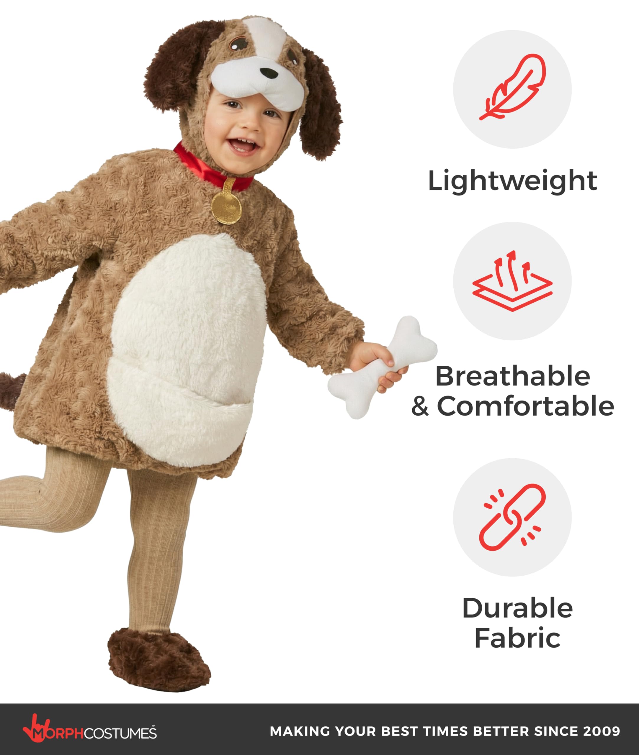 Morph Plush Puppy Dog Costume for Toddlers, Unisex Puppy Outfit, Animal Dress Up Kids, Cute Toddlers Halloween Costume - Image 4
