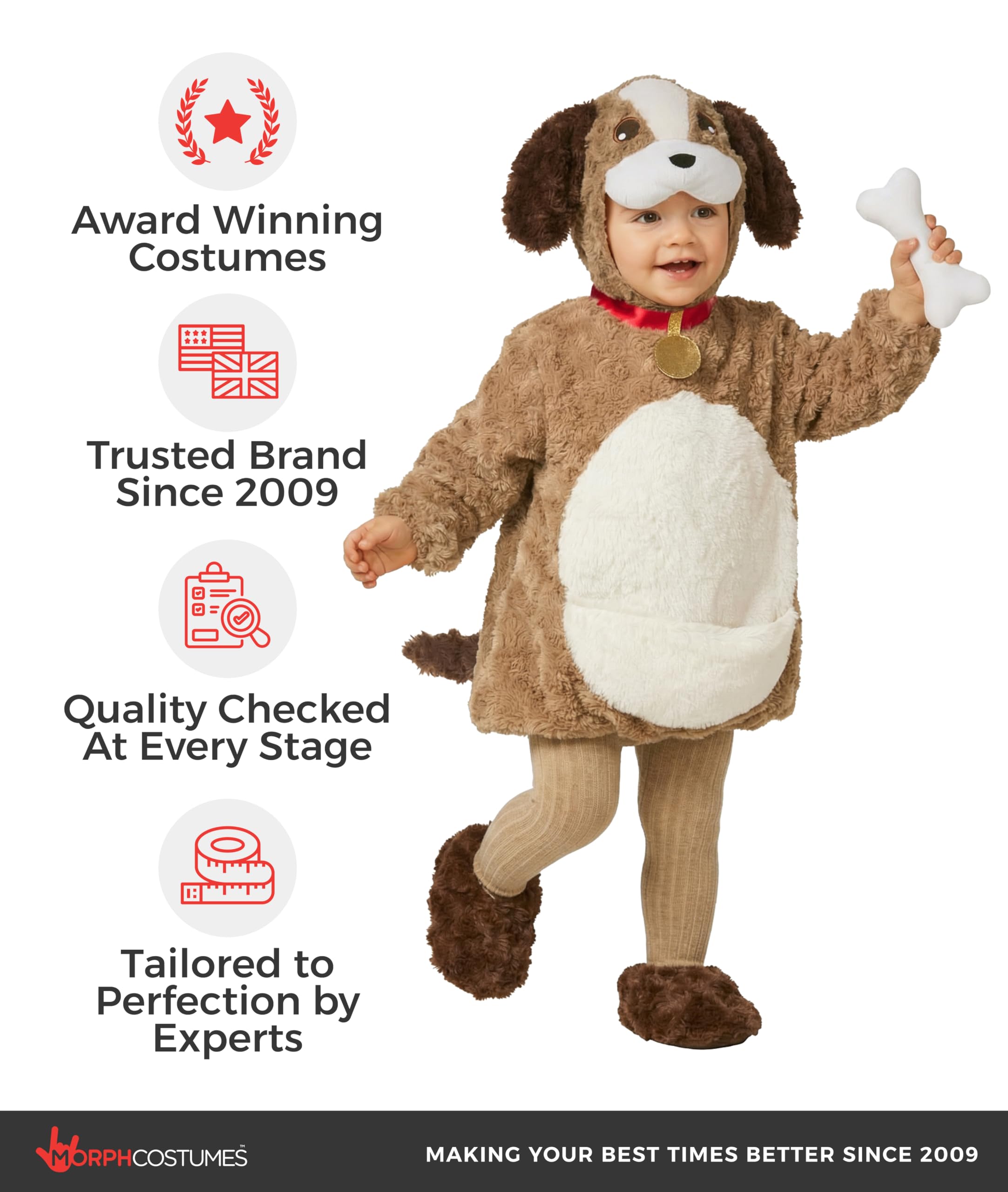 Morph Plush Puppy Dog Costume for Toddlers, Unisex Puppy Outfit, Animal Dress Up Kids, Cute Toddlers Halloween Costume - Image 5