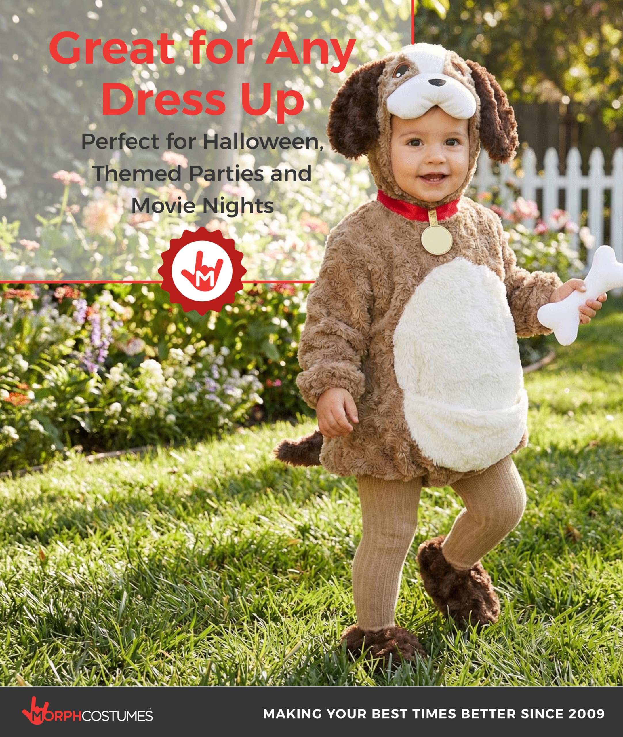 Morph Plush Puppy Dog Costume for Toddlers, Unisex Puppy Outfit, Animal Dress Up Kids, Cute Toddlers Halloween Costume - Image 6