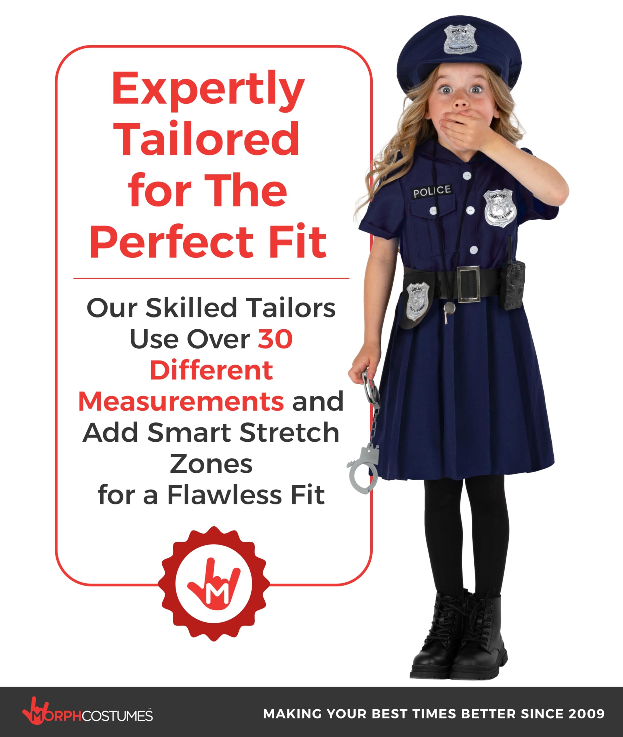 Morph Police Officer Costume For Girls, Cop Costume For Girls, Girl Police Officer Costumes Blue, Kids Halloween Costumes - Image 4
