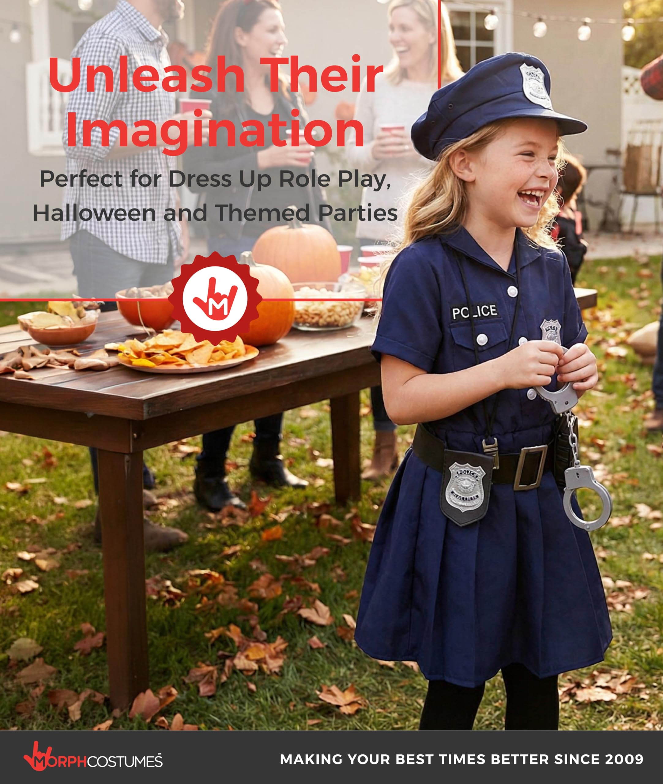 Morph Police Officer Costume For Girls, Cop Costume For Girls, Girl Police Officer Costumes Blue, Kids Halloween Costumes - Image 5