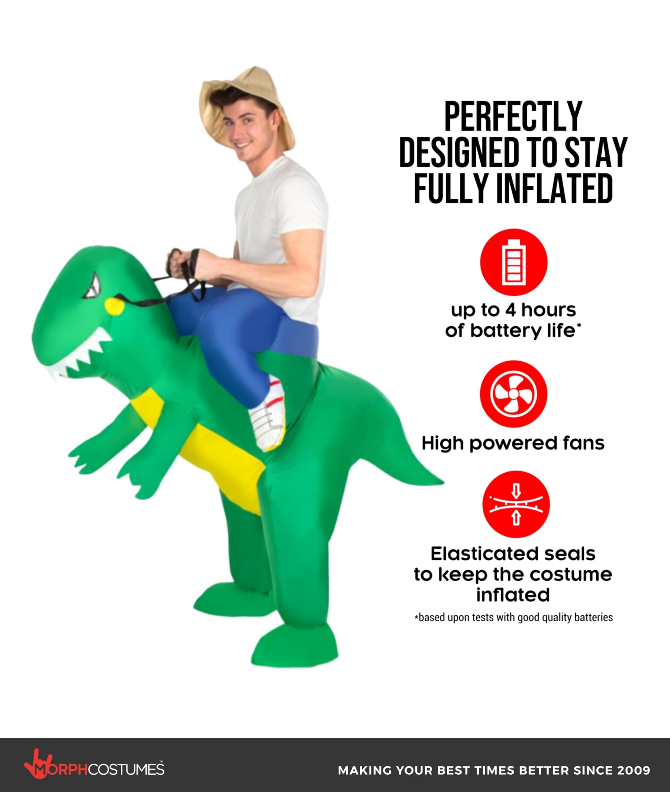 Morph Premium Disfraz Dinosaurio Hinchable Adulto (con Bolsillo) Disfraz Hinchable Adulto, Disfraces Inflables Dinosaurios Hombre Mujer, Disfraz Carnaval Adulto - Image 2