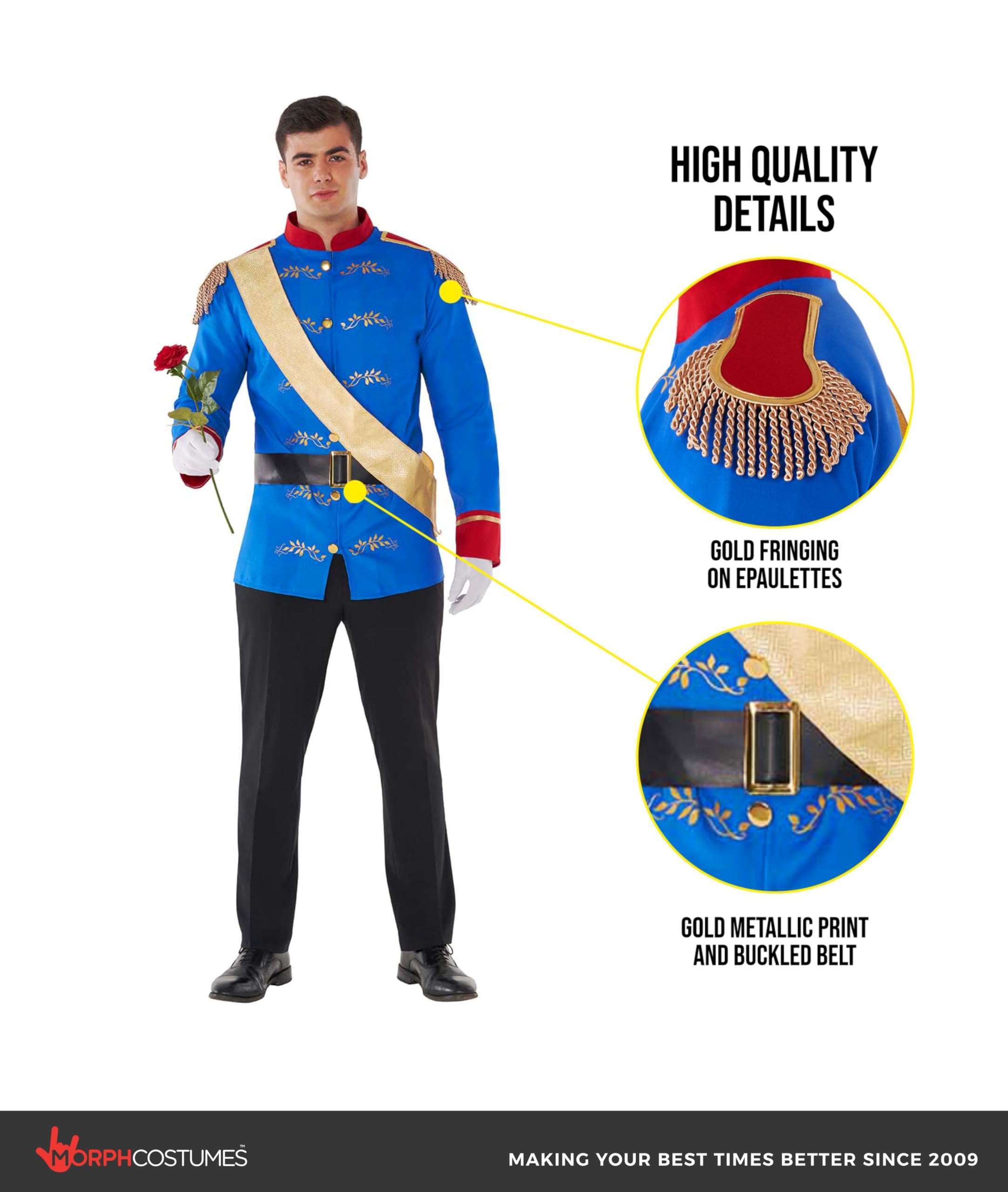 Morph Prince Charming Costume for Men, Prince Costume for Men, Halloween Costumes Adult - Image 3