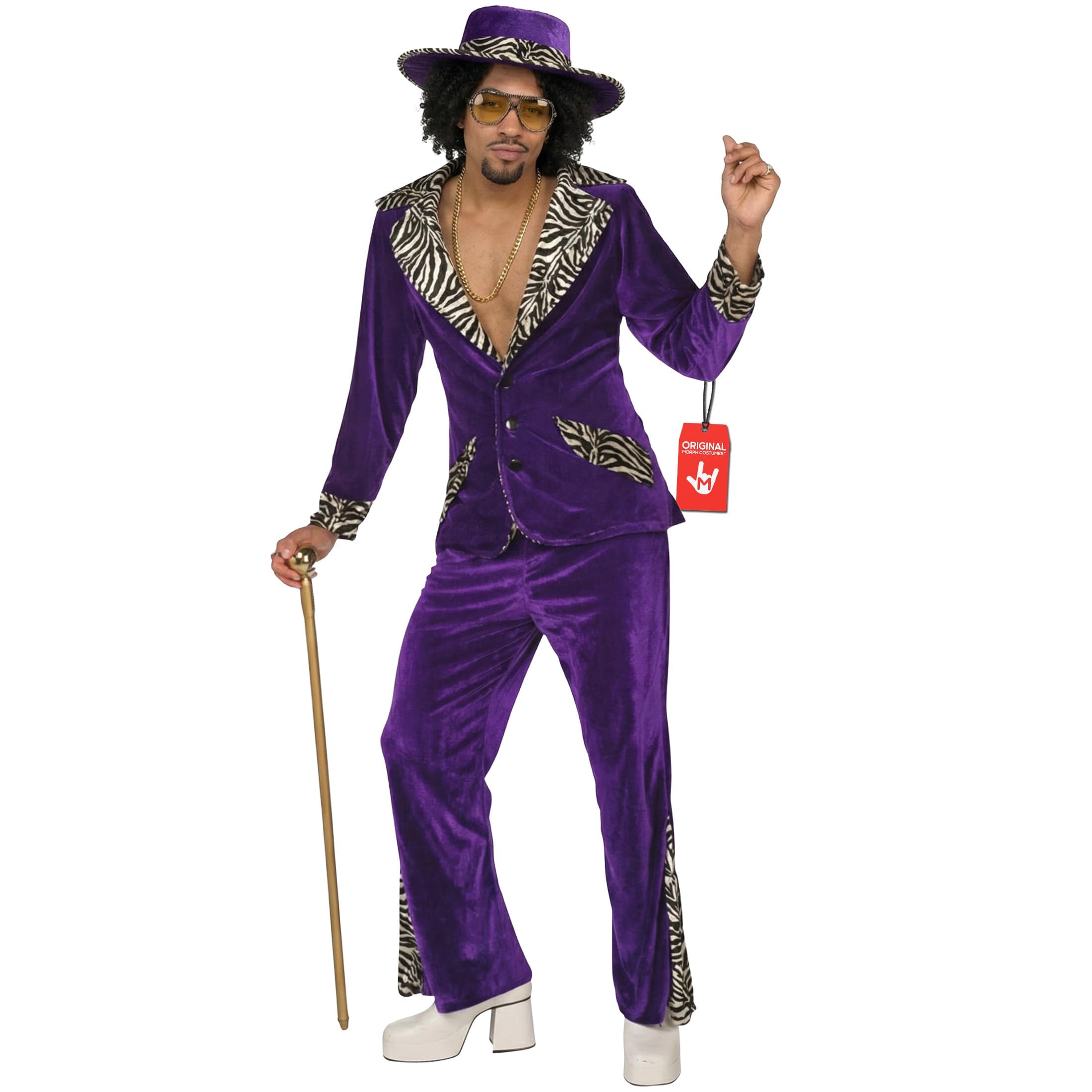 Morph Purple Pimp Costume, 70s Pimp Outfits for Men, Pimp Costume for Men, Mens 70s Costumes