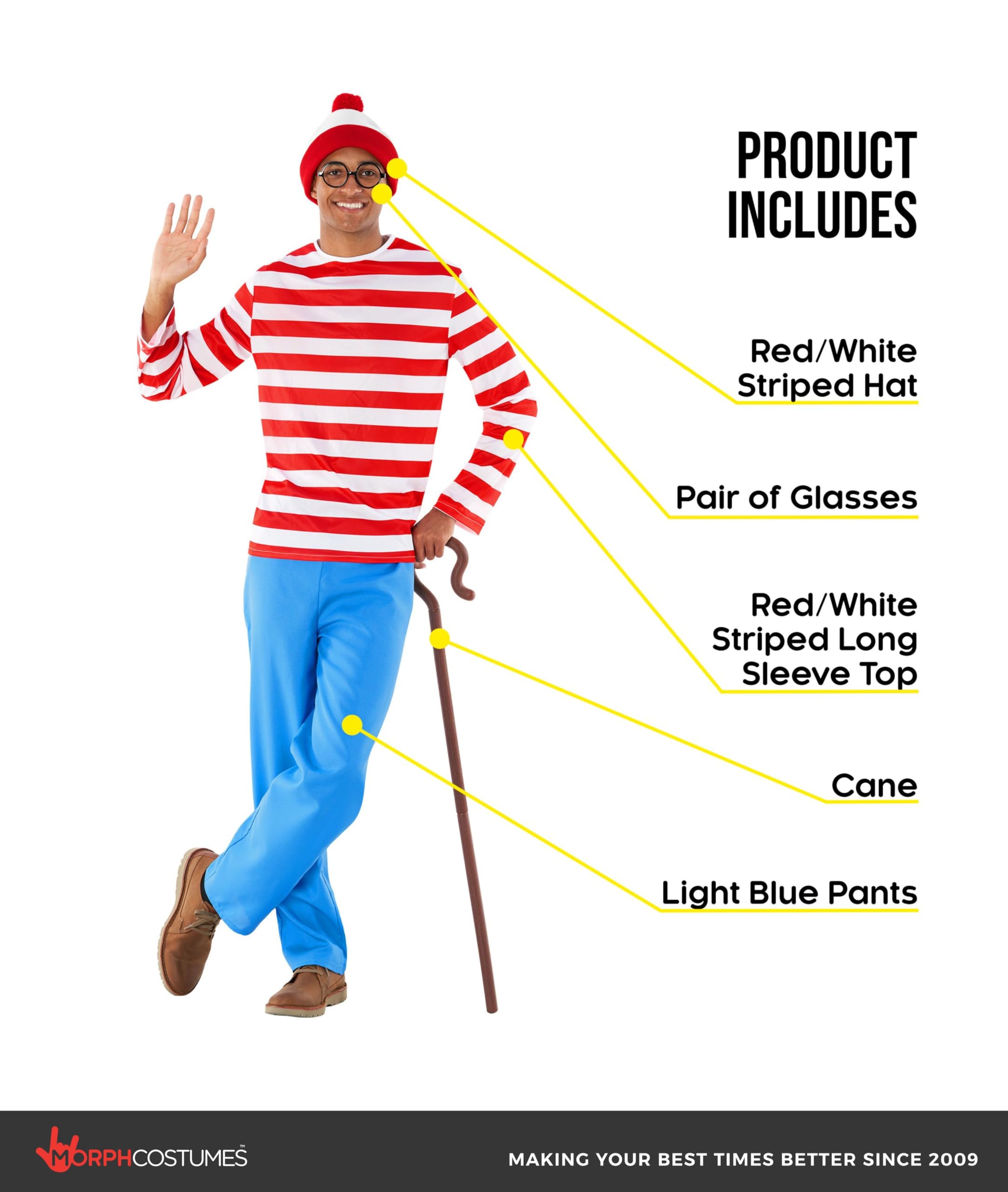 Morph Red and White Striped Costume Kids, Striped Character Costumes, Adult Book Character, World Book Day Costumes for Kids - Image 2