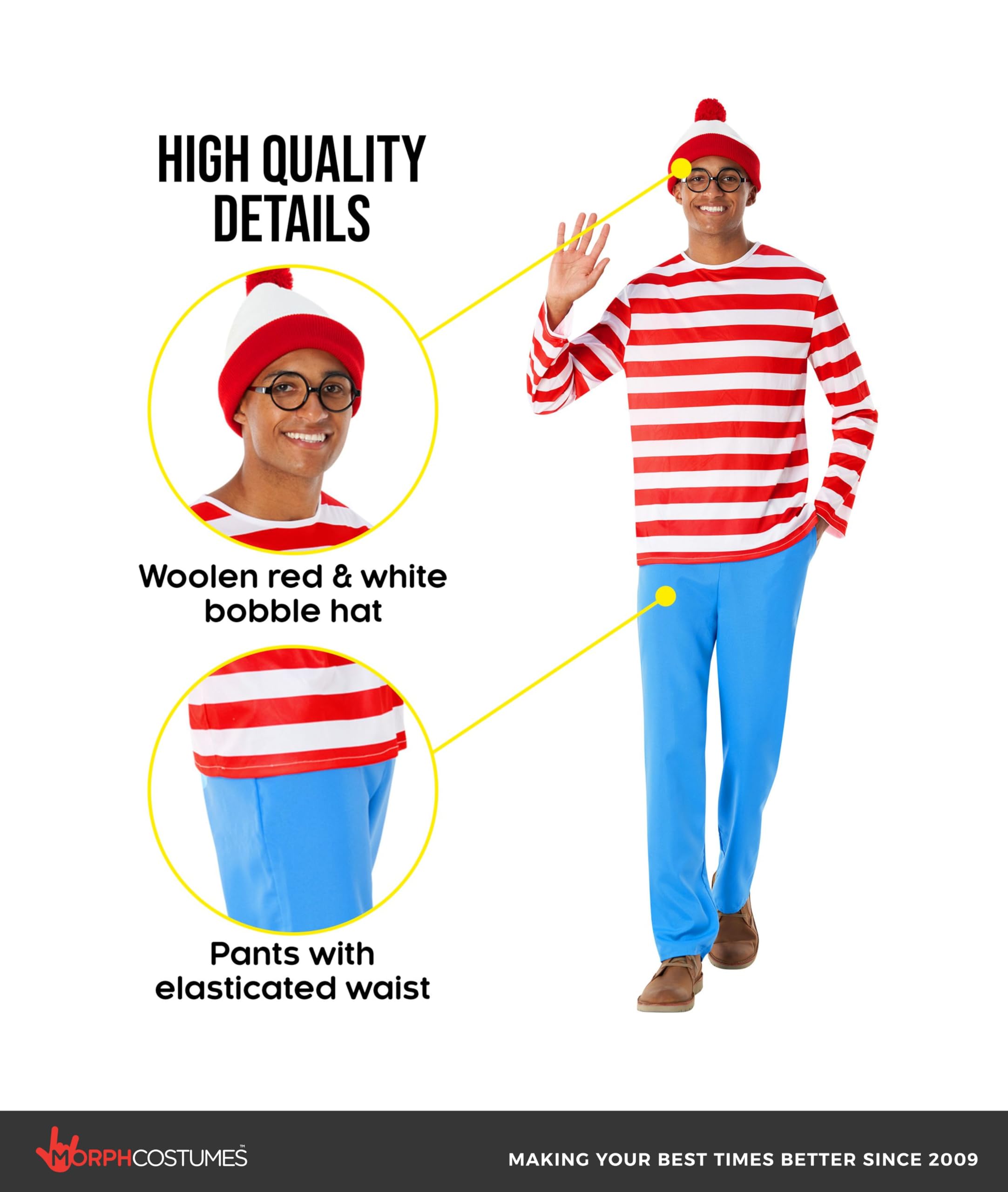 Morph Red and White Striped Costume Kids, Striped Character Costumes, Adult Book Character, World Book Day Costumes for Kids - Image 3