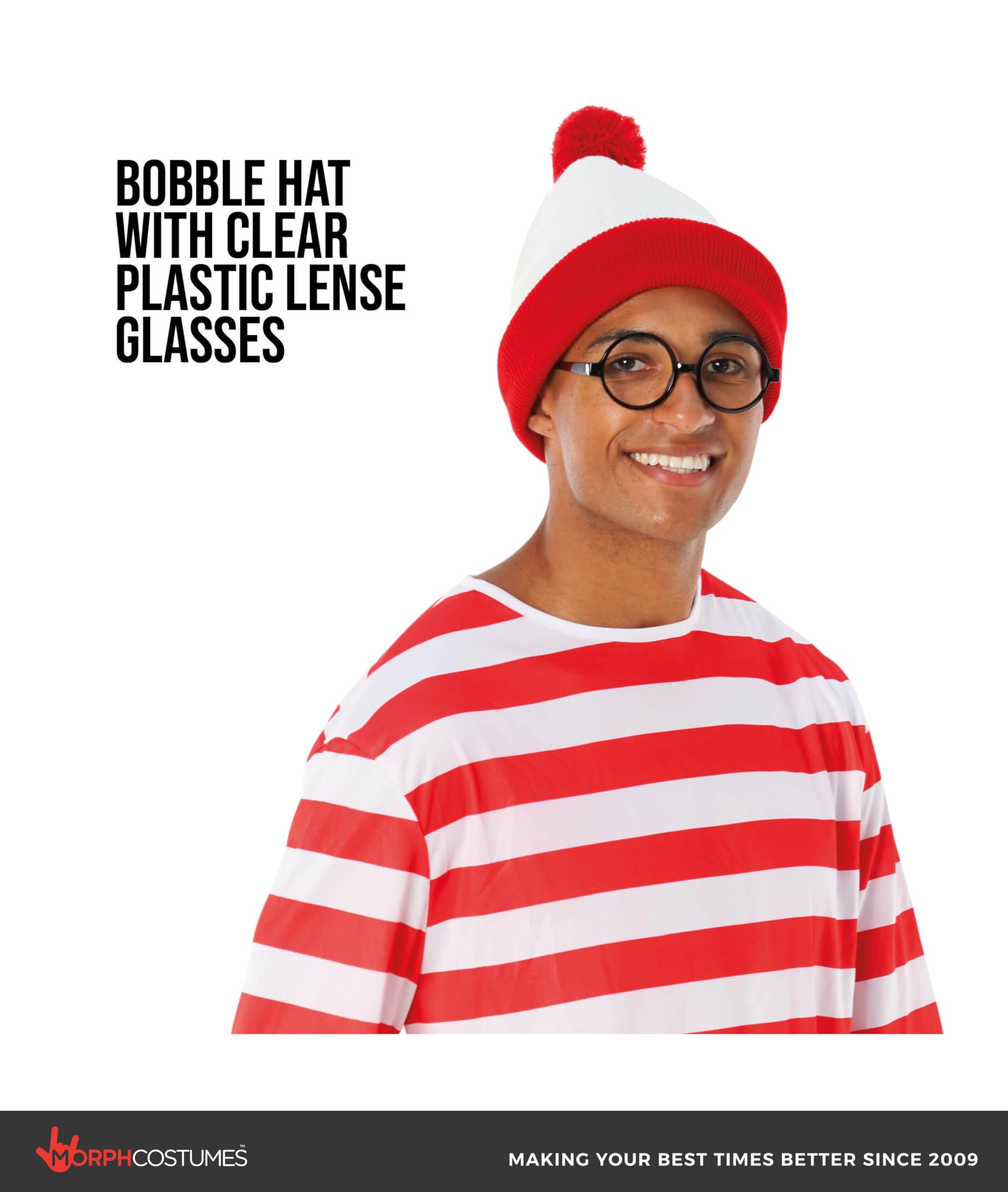 Morph Red and White Striped Costume, Striped Character Costumes, Stripe Shirt Costume, World Book Day Costumes for Adults - Image 3