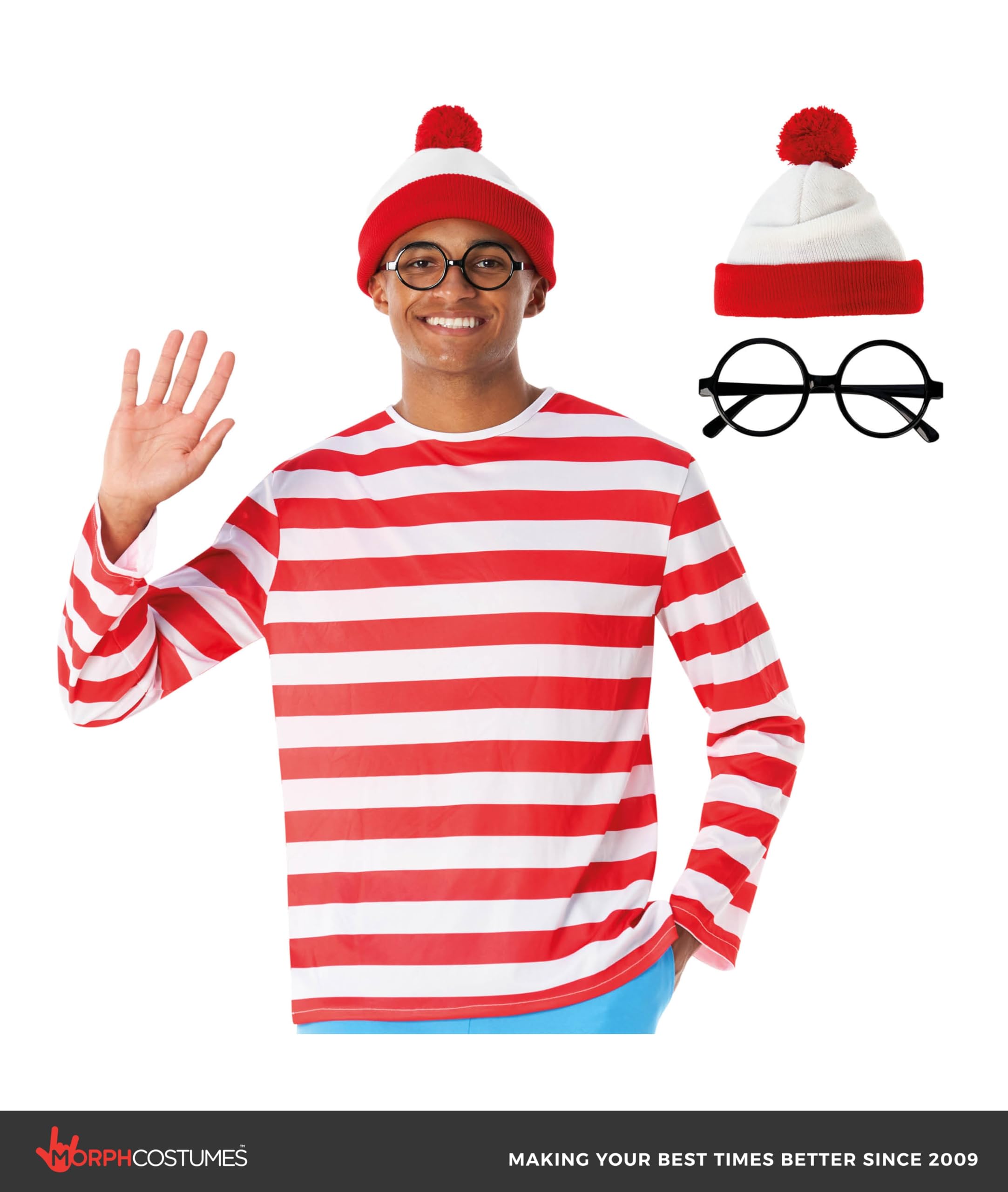 Morph Red and White Striped Costume, Striped Character Costumes, Stripe Shirt Costume, World Book Day Costumes for Adults - Image 4