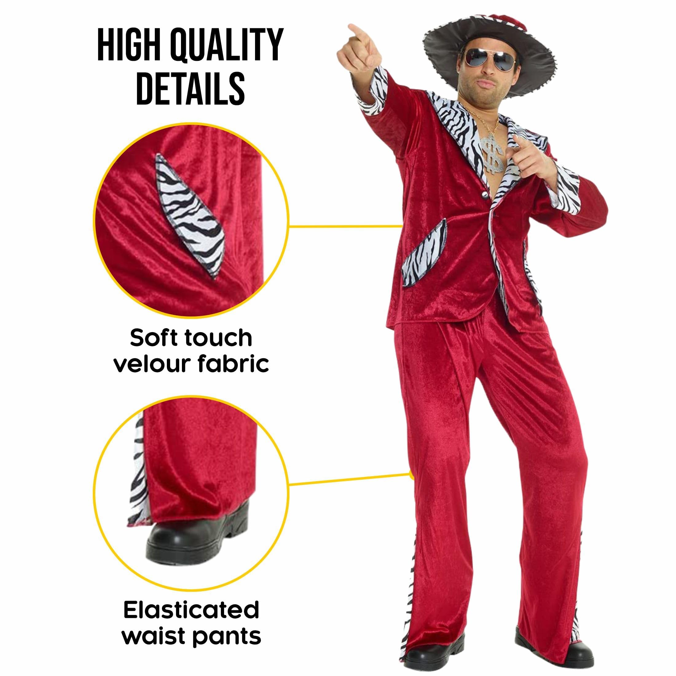Morph Red Pimp Costume for Men, Pimp Outfit for Mens, 70s Outfits for Men, Mens 70s Costume - Image 3