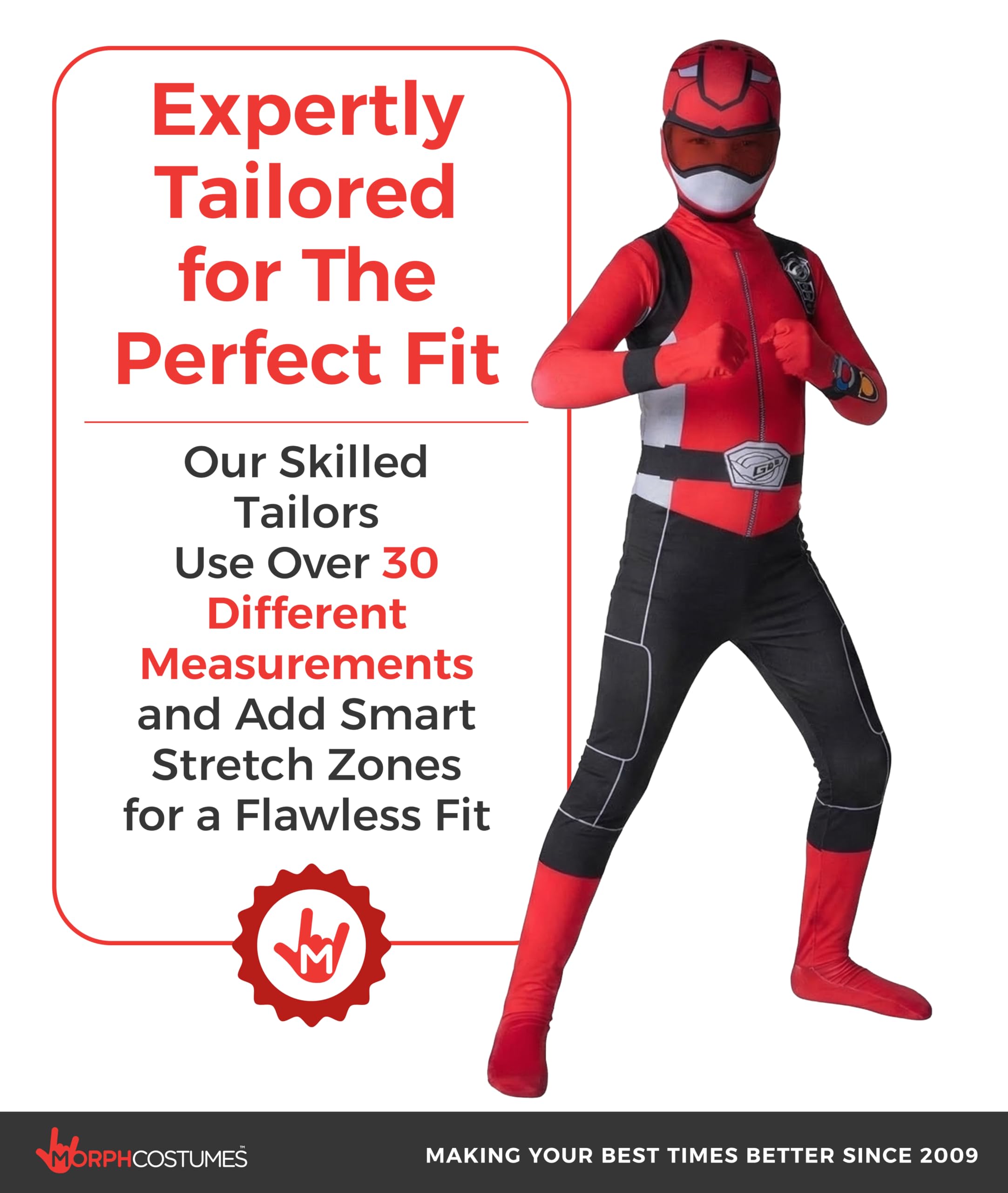 Morph Red Power Ranger Costume for Kids, Boys Red Ranger Outfit, Power Rangers Dress Up for Children, Medium - Image 3