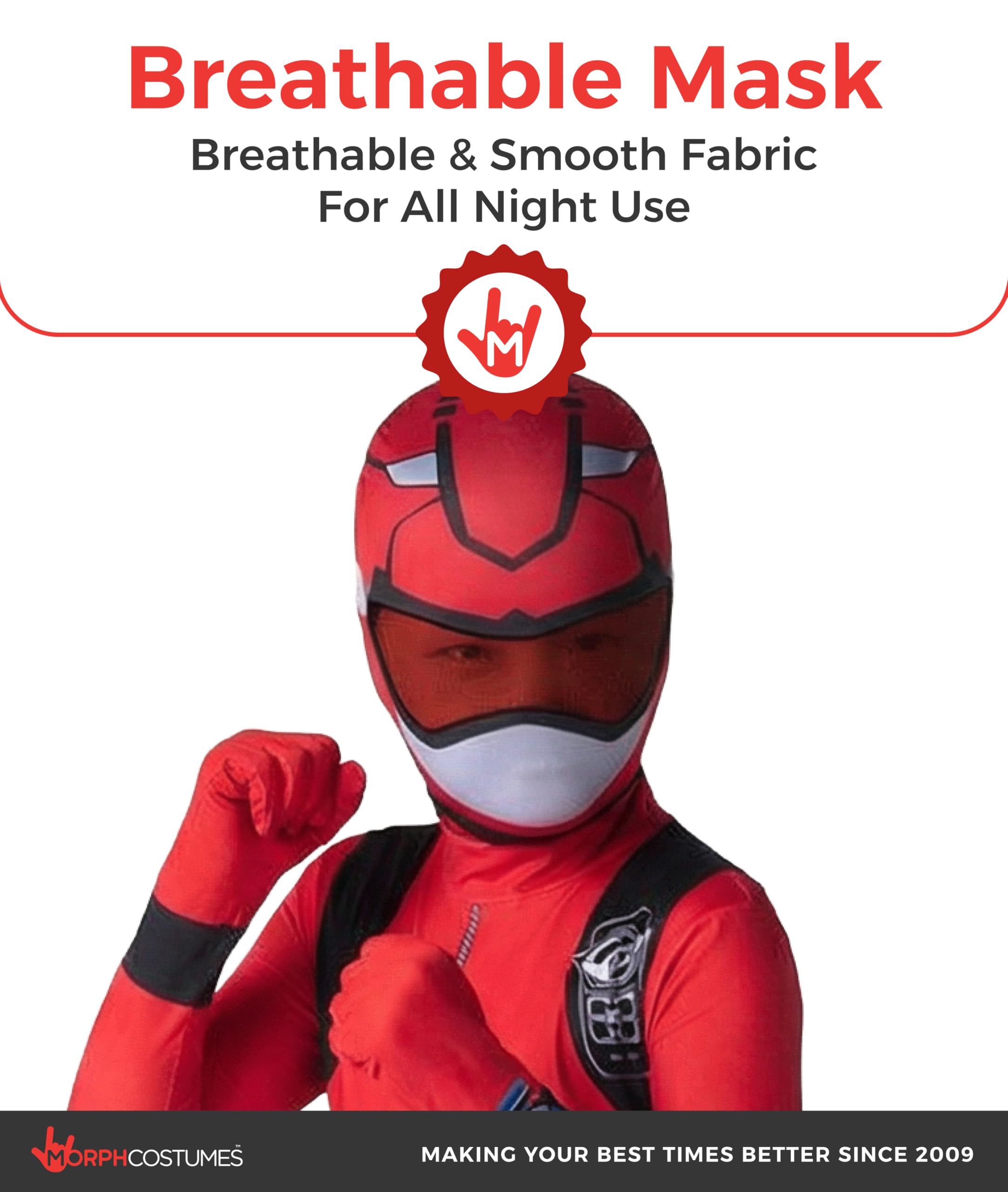 Morph Red Power Ranger Costume for Kids, Boys Red Ranger Outfit, Power Rangers Dress Up for Children, Medium - Image 4
