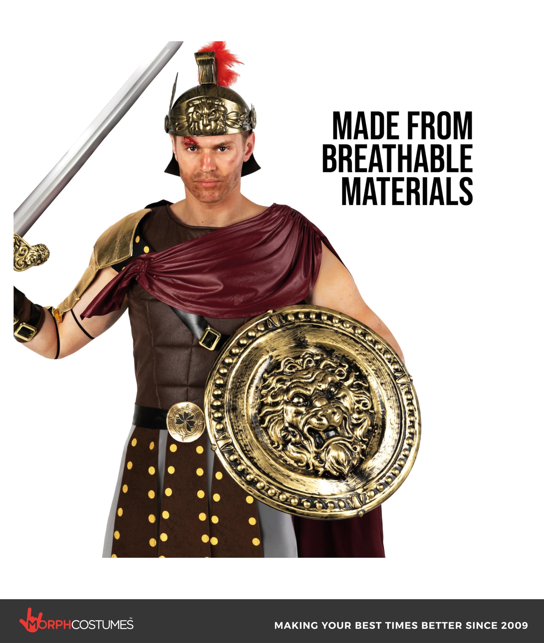 Morph Roman Gladiator Costume for Men, Knight Costume Men, Spartan Warrior Costumes, Mens Spartan Costumes - Image 3