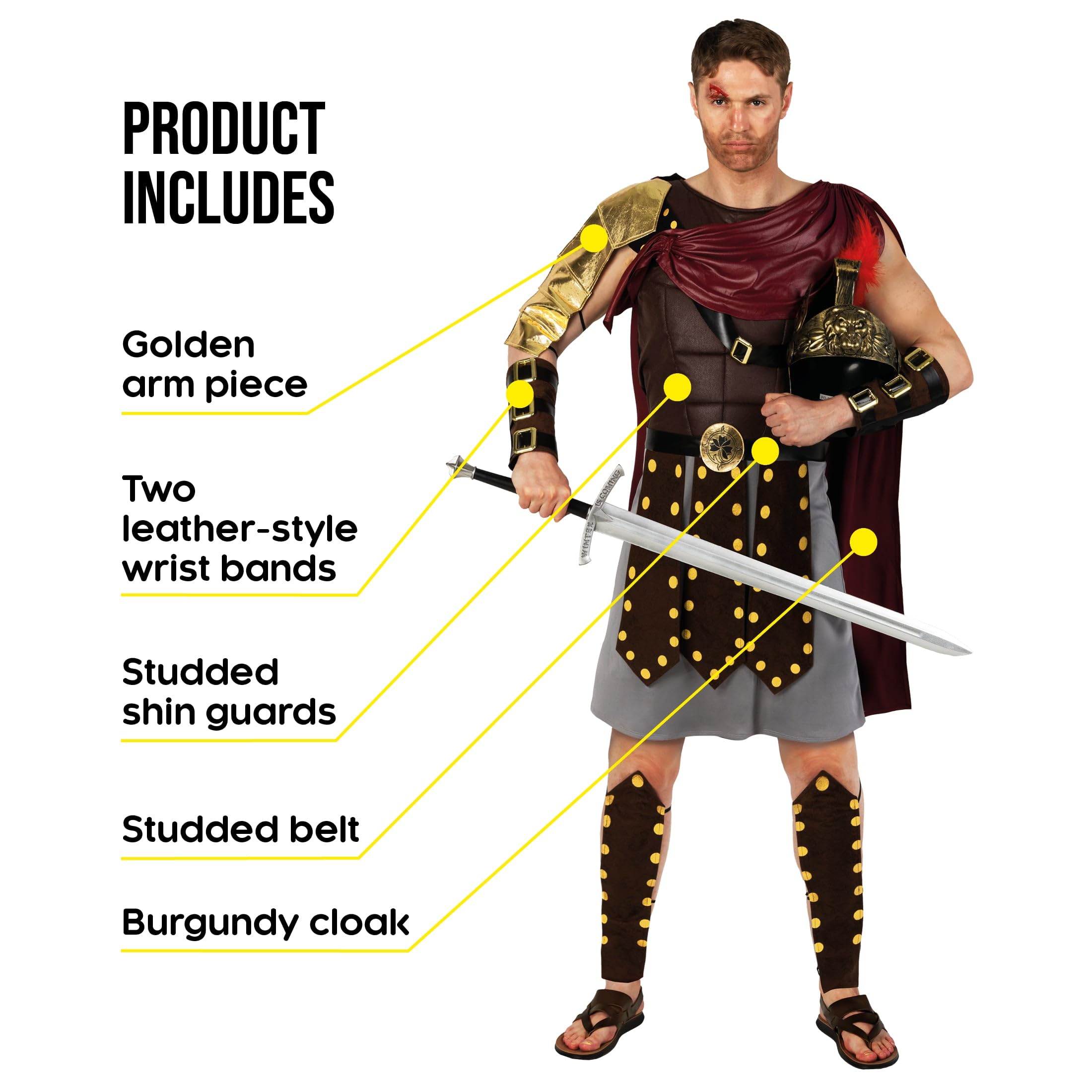 Morph Roman Gladiator Costume for Men, Knight Costume Men, Spartan Warrior Costumes, Mens Spartan Costumes - Image 7
