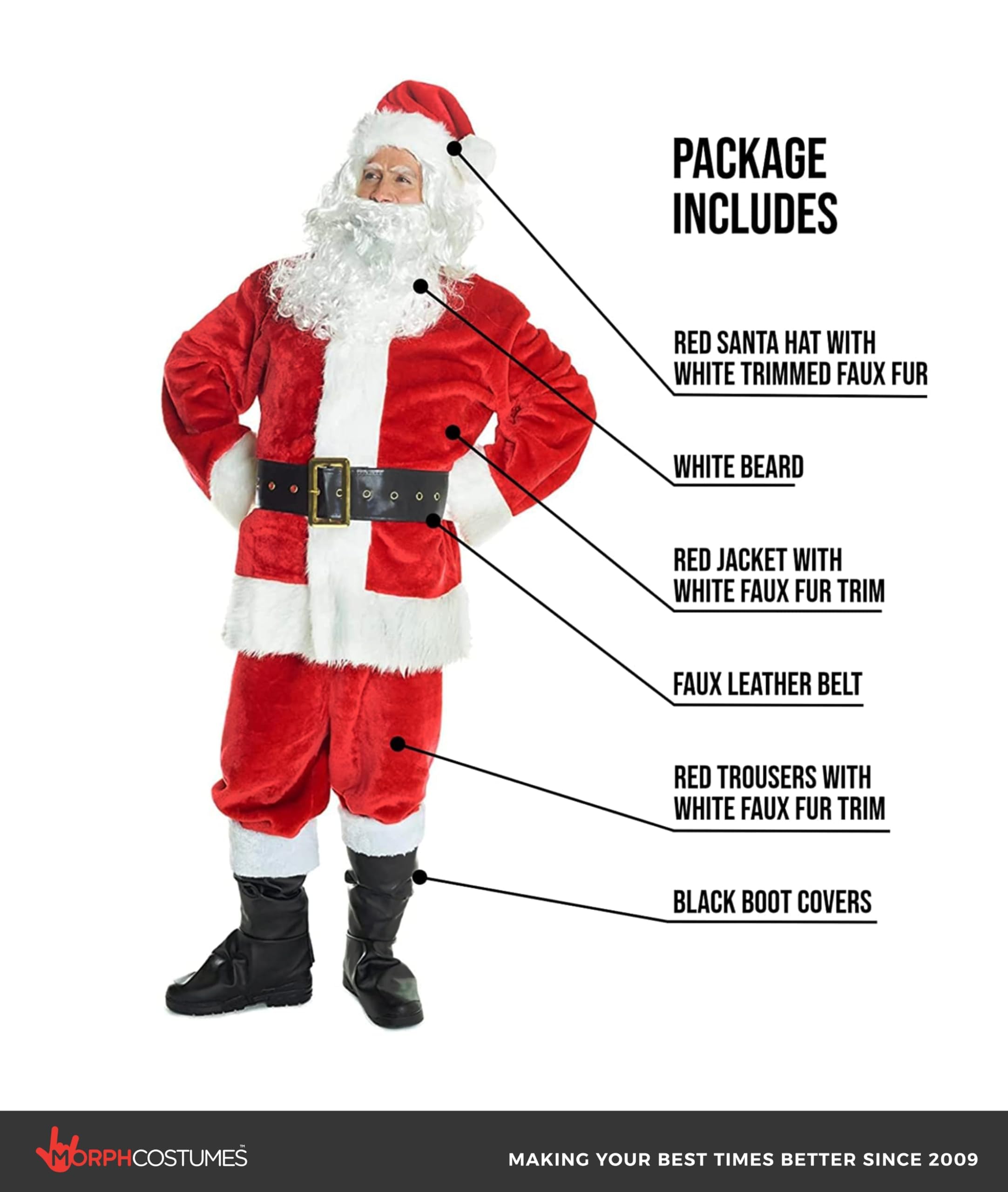 Morph Santa Costume, Deluxe Santa Claus Costume for Men, Christmas Suit for Men, Christmas Costumes Adults - Image 2