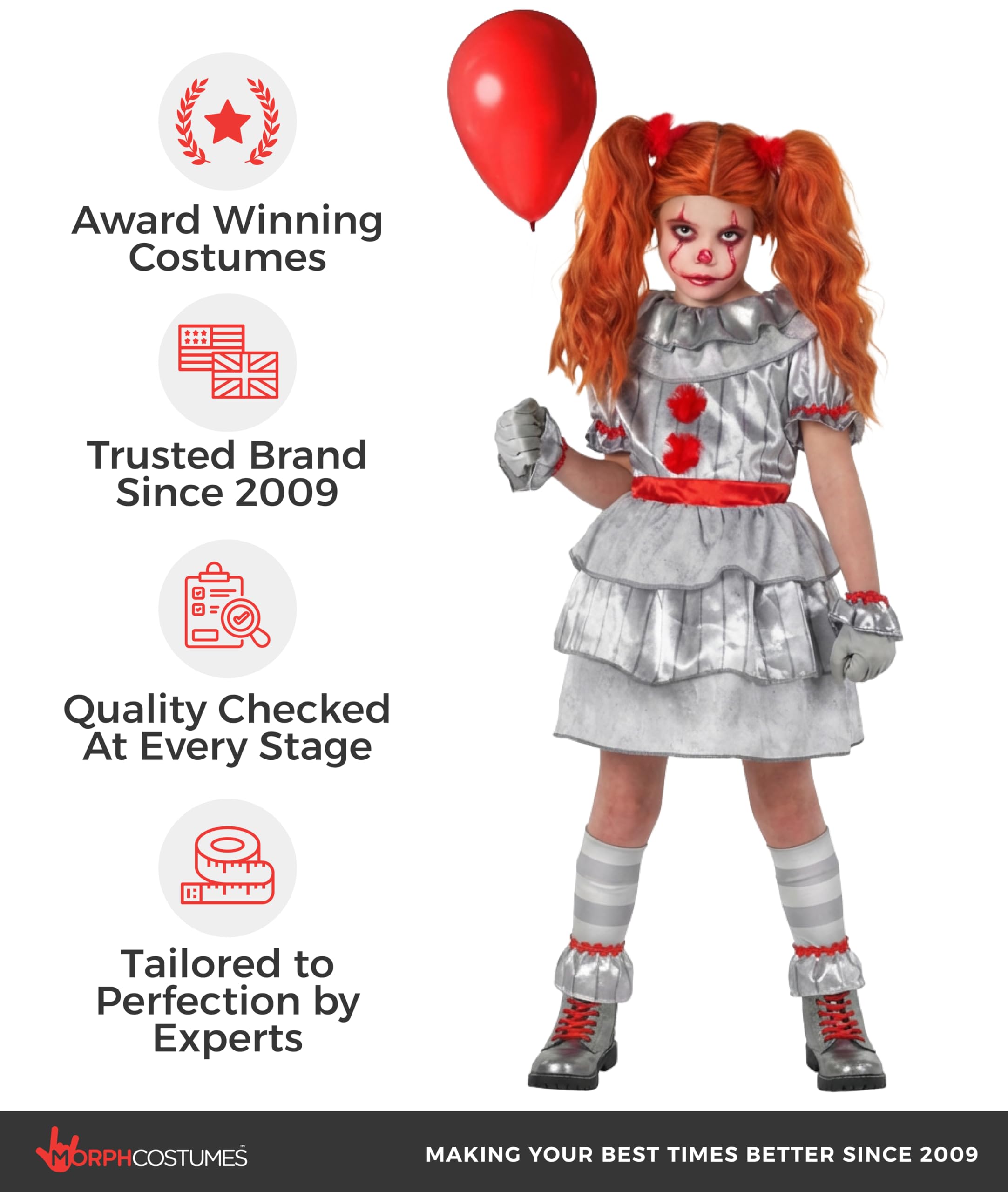 Morph Scary Clown Costume For Kids, Scary Clown Costume, Girls Halloween Costumes, Halloween Costumes For Kids - Image 6