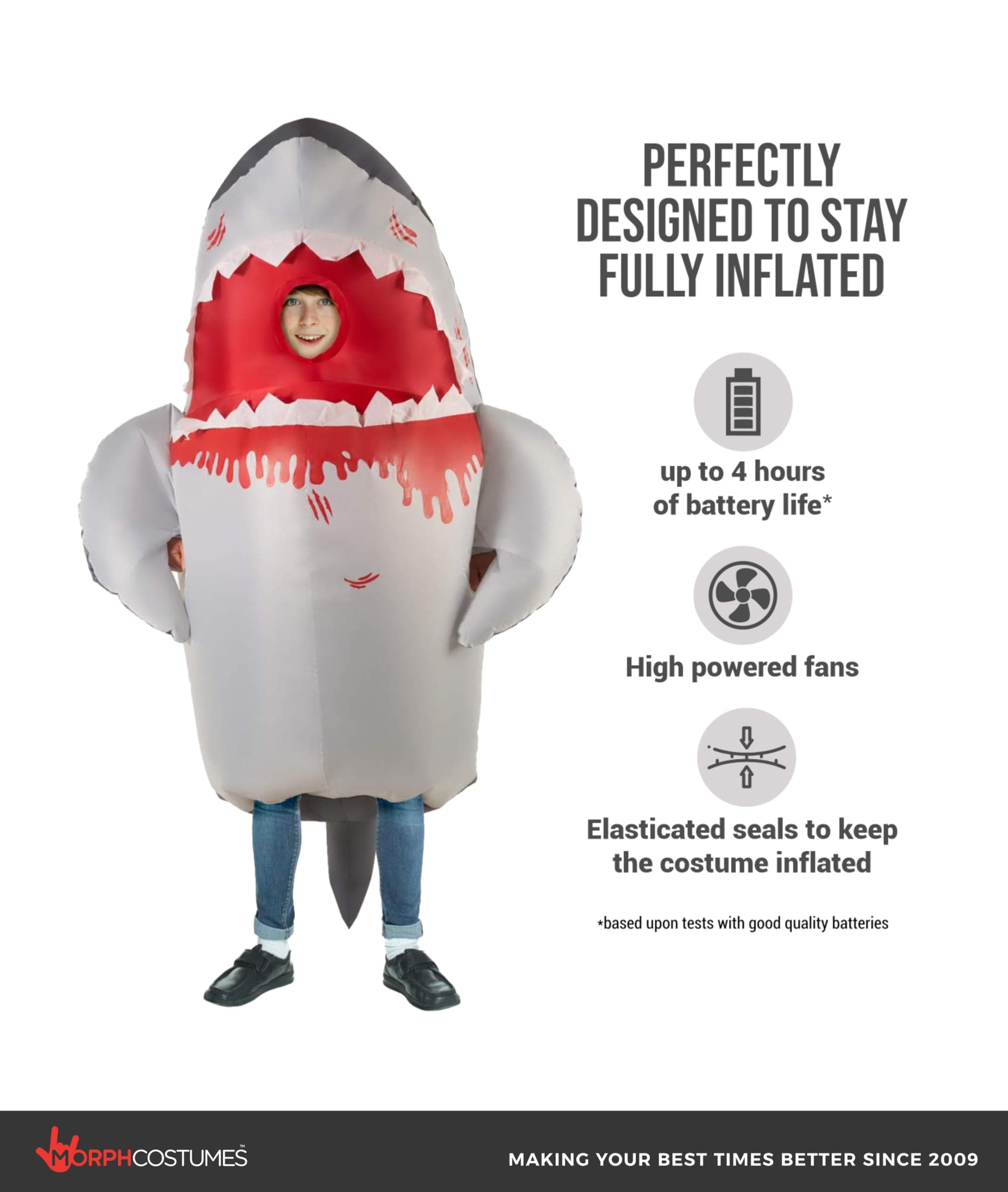 Morph Shark Inflatable Costume Kids, Shark Blow Up Costume Kids, - Image 2