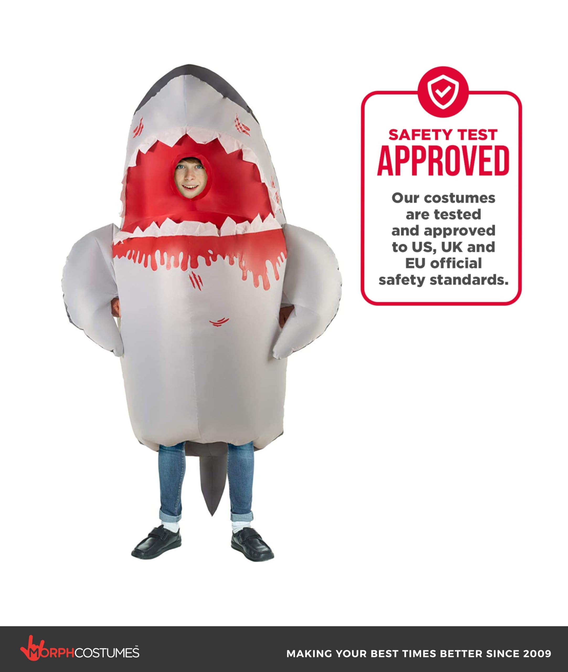 Morph Shark Inflatable Costume Kids, Shark Blow Up Costume Kids, - Image 3