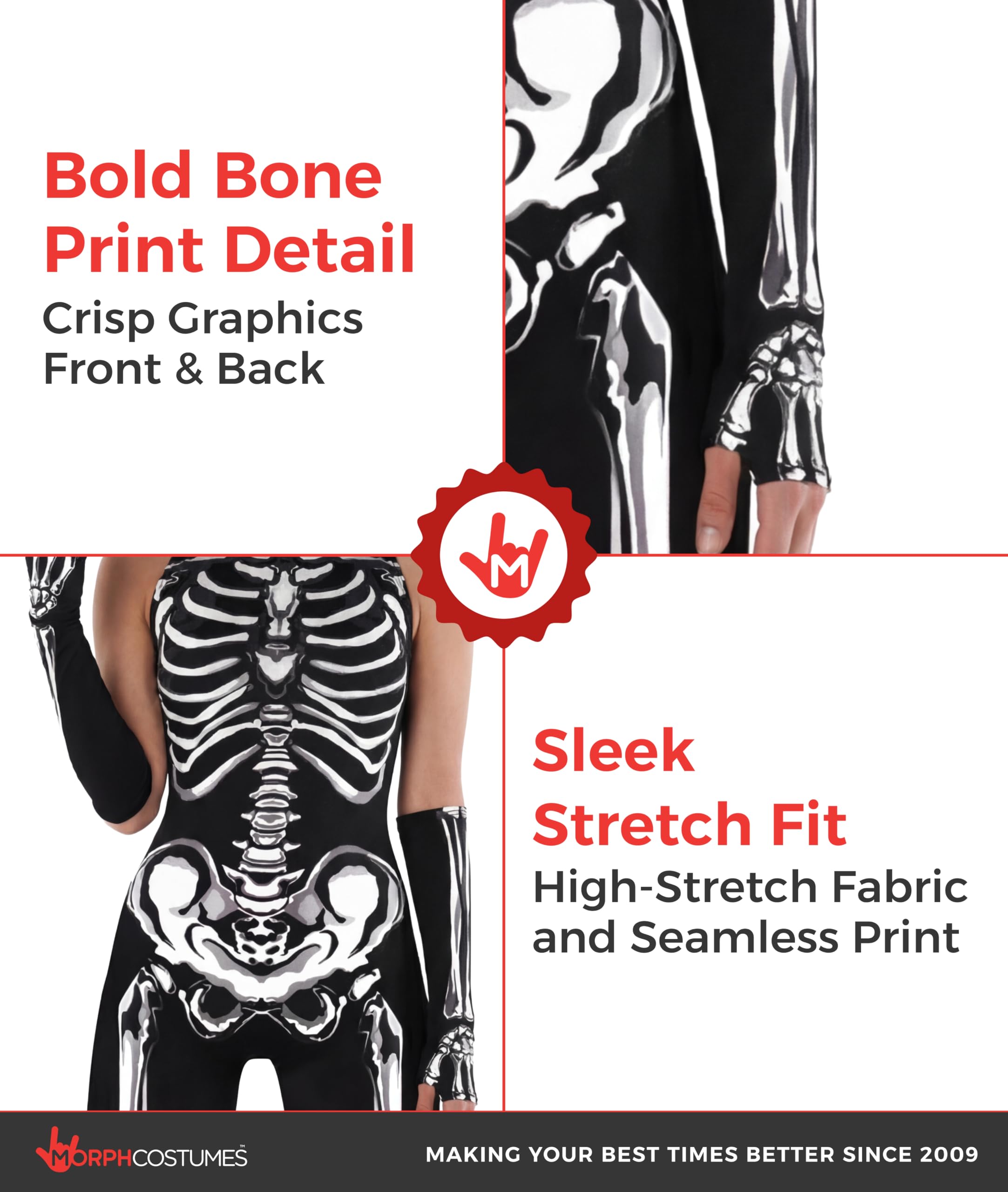 Morph Skeleton Costume Jumpsuit for Women, Skeleton Spandex Bodysuit, Womans Catsuit, Womens Halloween Costumes Adult - Image 3