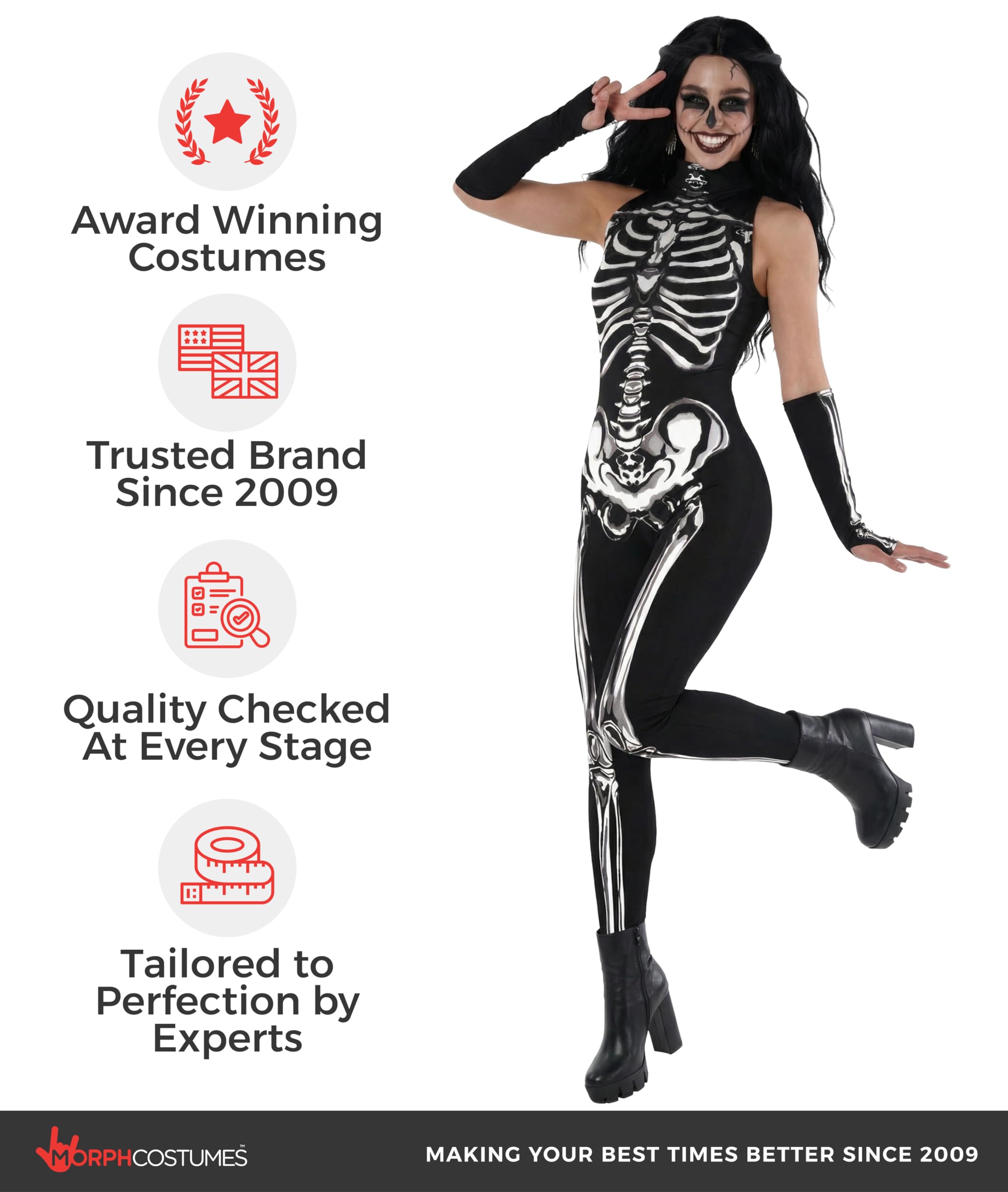 Morph Skeleton Costume Jumpsuit for Women, Skeleton Spandex Bodysuit, Womans Catsuit, Womens Halloween Costumes Adult - Image 5