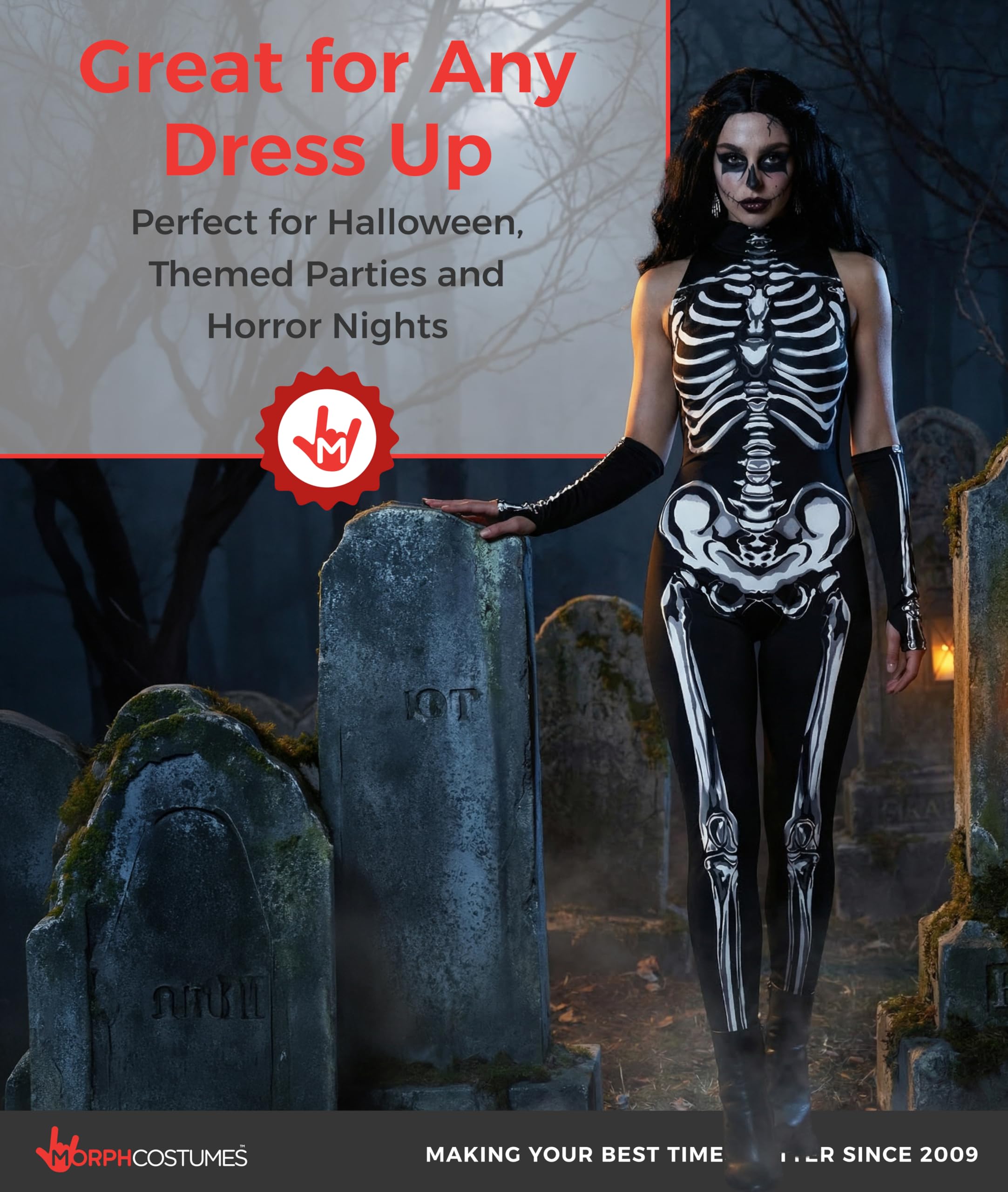 Morph Skeleton Costume Jumpsuit for Women, Skeleton Spandex Bodysuit, Womans Catsuit, Womens Halloween Costumes Adult - Image 6