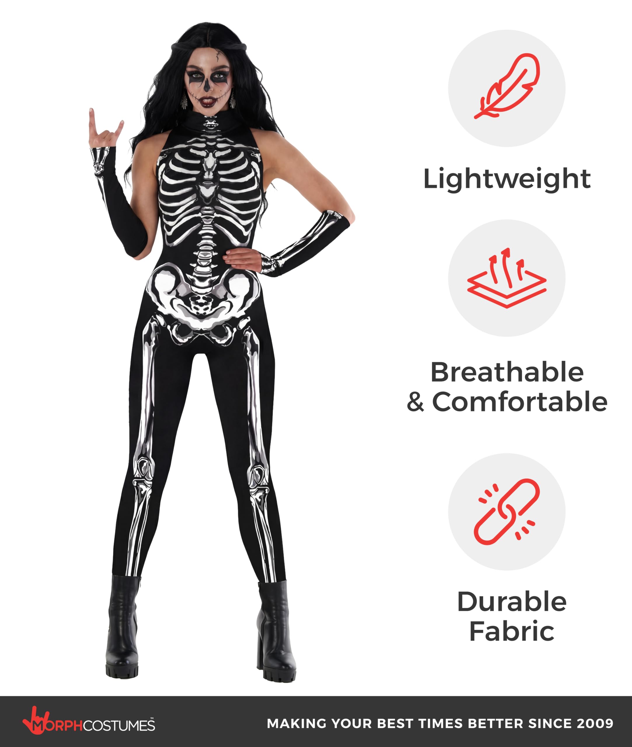 Morph Skeleton Costume Jumpsuit for Women, Skeleton Spandex Bodysuit, Womans Catsuit, Womens Halloween Costumes Adult - Image 7