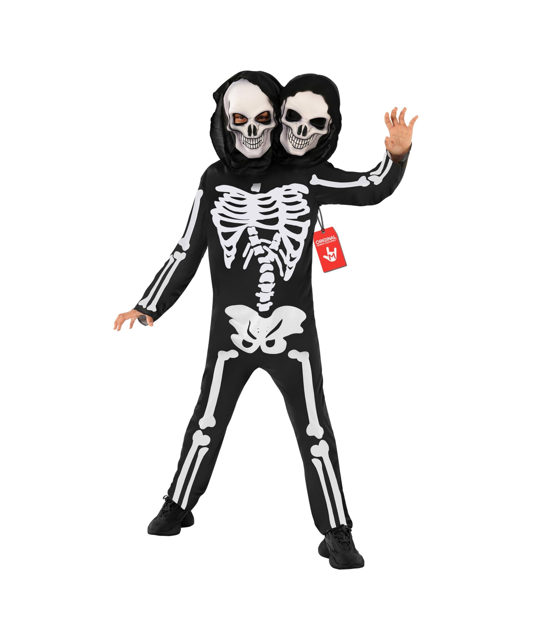 Morph Skeleton Costume Kids - 2-Headed Skeleton Outfit for Boys - Fun Halloween Dress-Up for Children