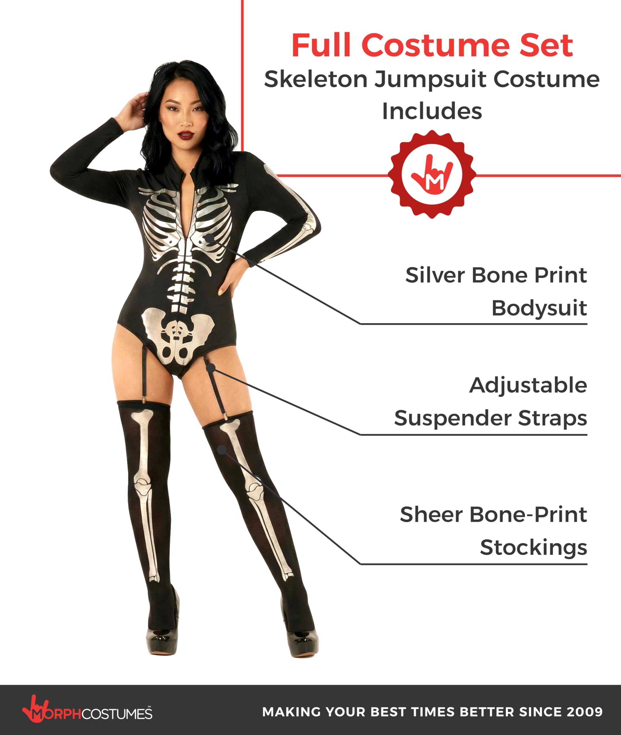 Morph Skeleton Costume Women, Halloween Skeleton Bodysuit For Women, Womens Halloween Costumes - Image 2