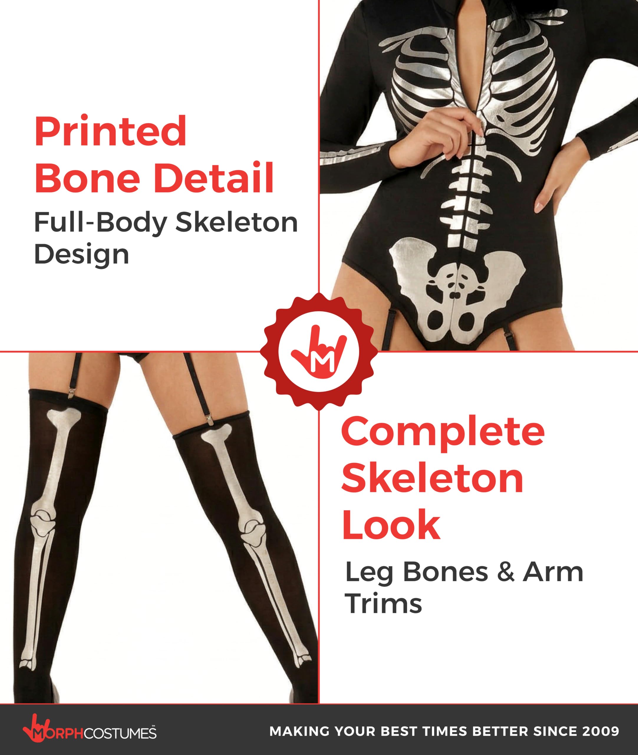 Morph Skeleton Costume Women, Halloween Skeleton Bodysuit For Women, Womens Halloween Costumes - Image 3