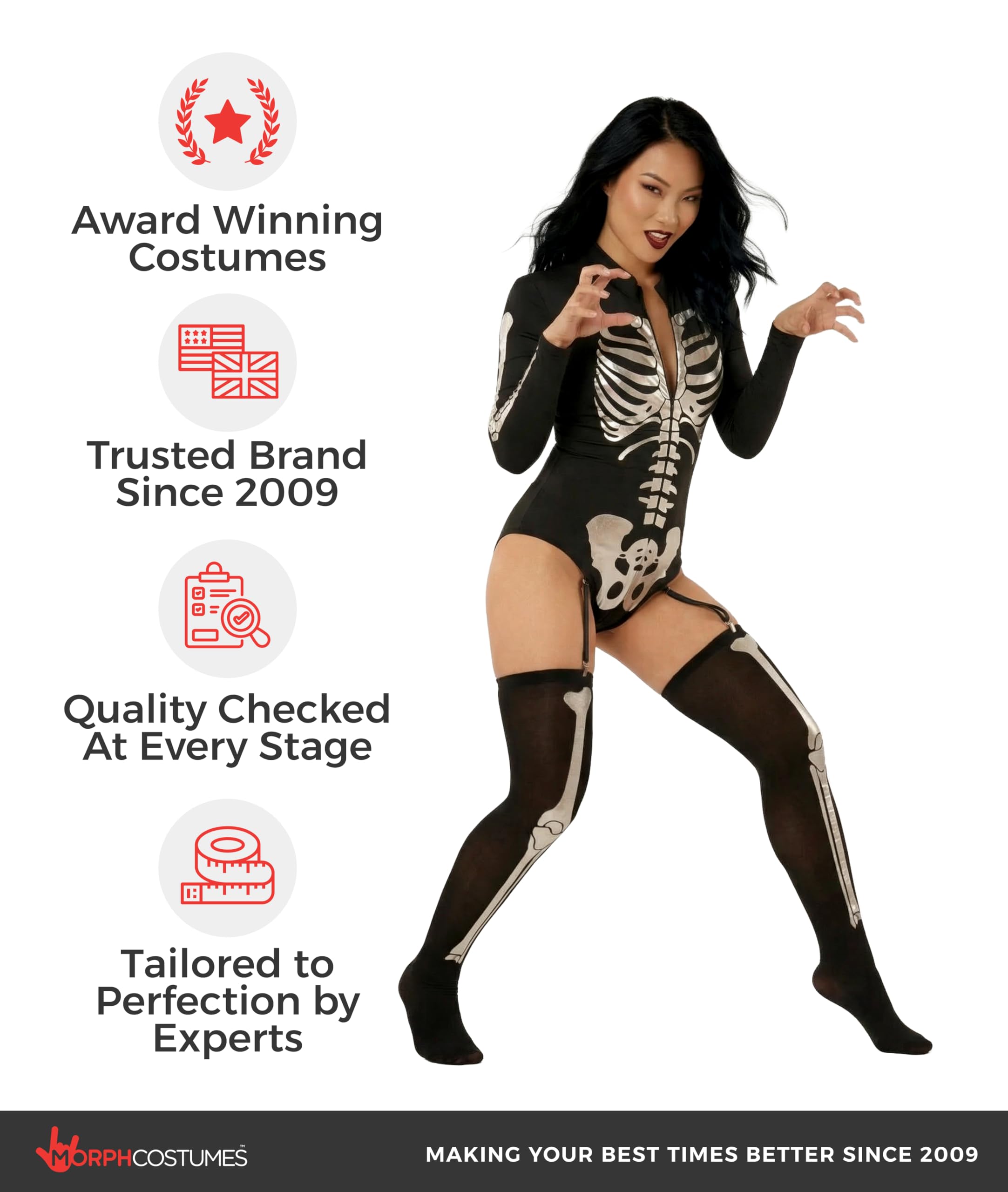 Morph Skeleton Costume Women, Halloween Skeleton Bodysuit For Women, Womens Halloween Costumes - Image 5