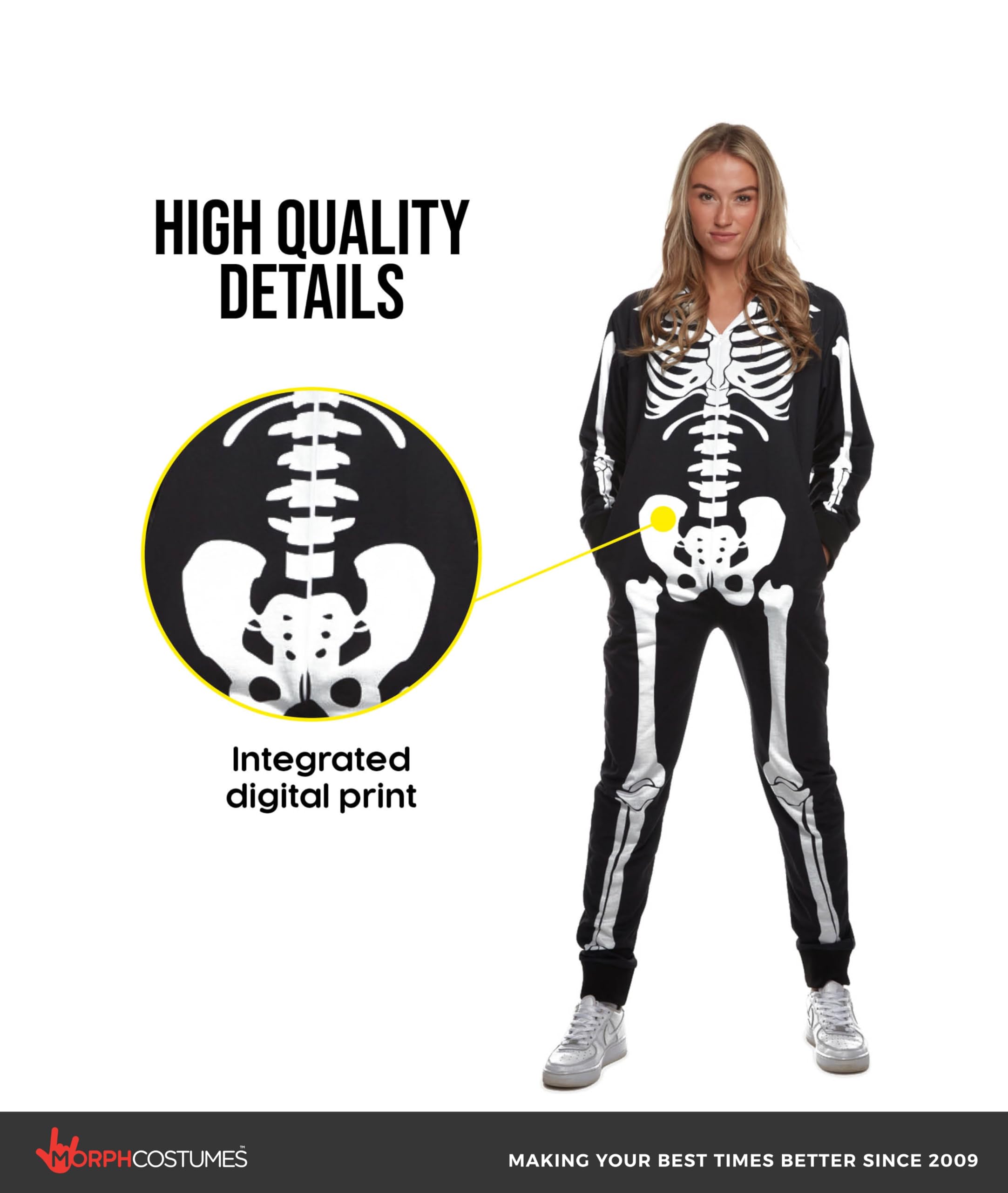 Morph Skeleton Costume Women, Skeleton Jumpsuit Womens, Halloween Costume Adult Women - Image 3