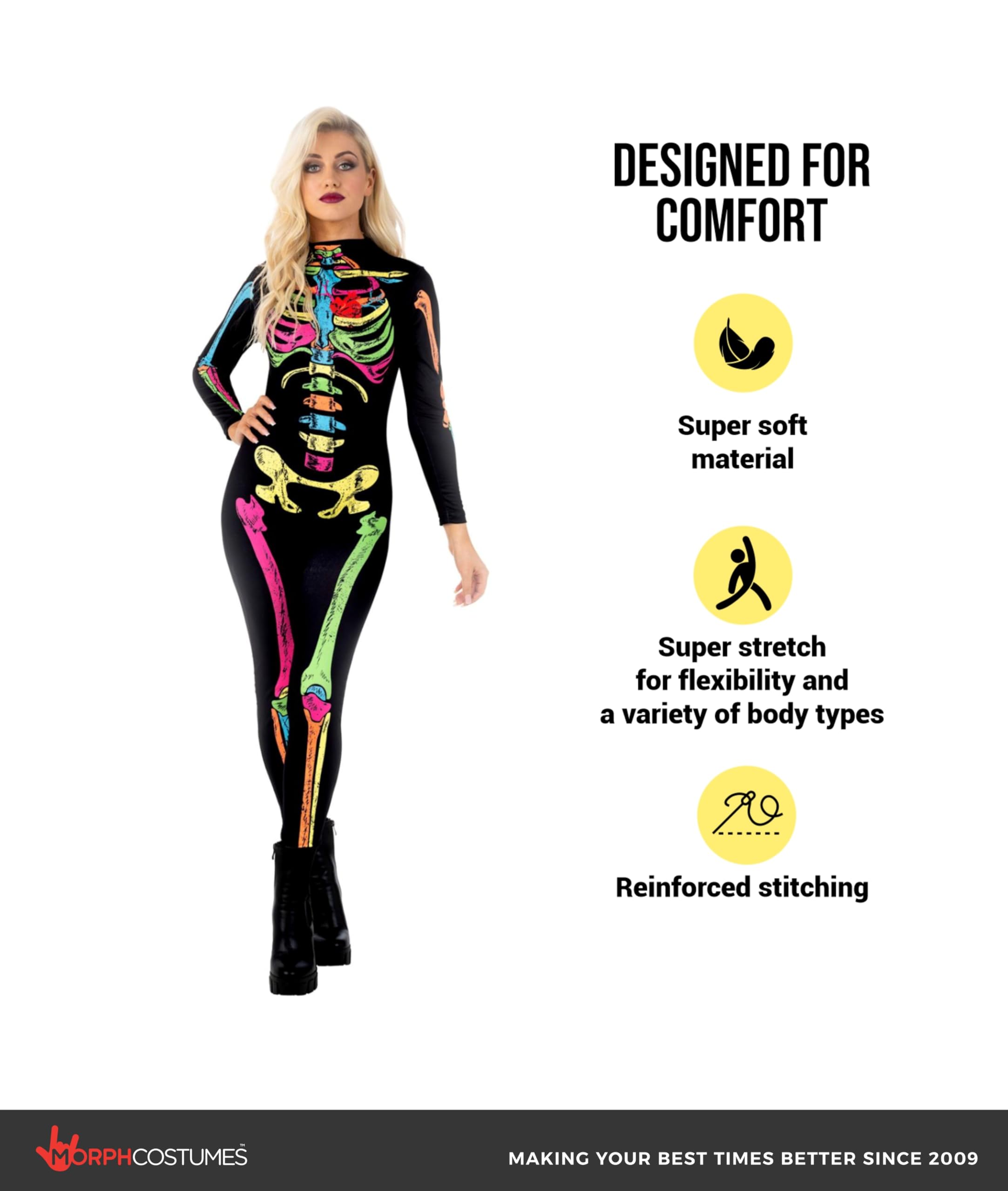 Morph Skeleton Costume Women, Womens Skeleton Bodysuit, Halloween Skeletons Costumes For Women - Image 2