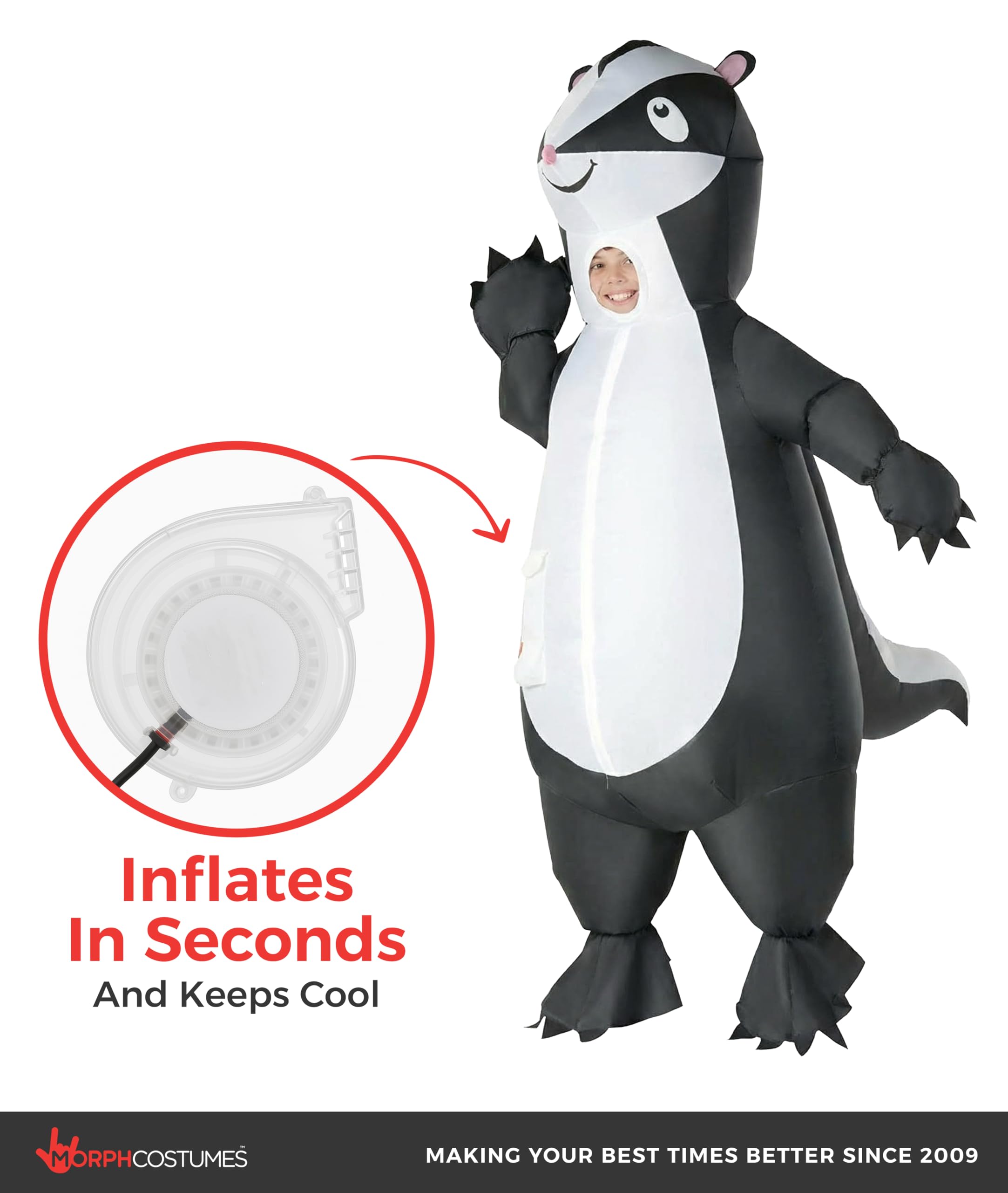 Morph Skunk Inflatable Kids Costume - Blow Up Animal Costume for Kids - Image 7