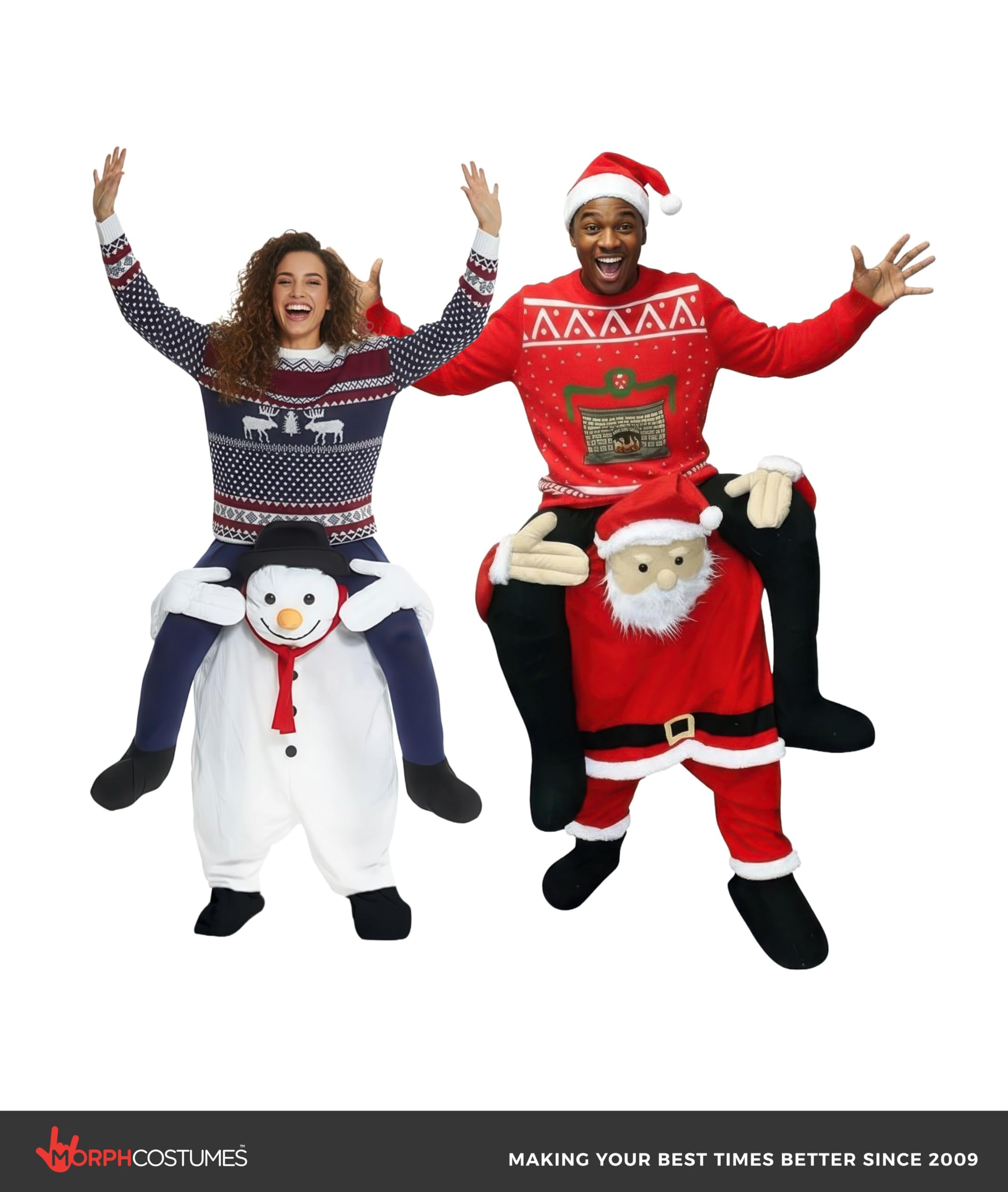 Morph Snowman Piggyback Costume, Snowman Costume, Funny Christmas Costumes, Christmas Costumes for Men - Image 4