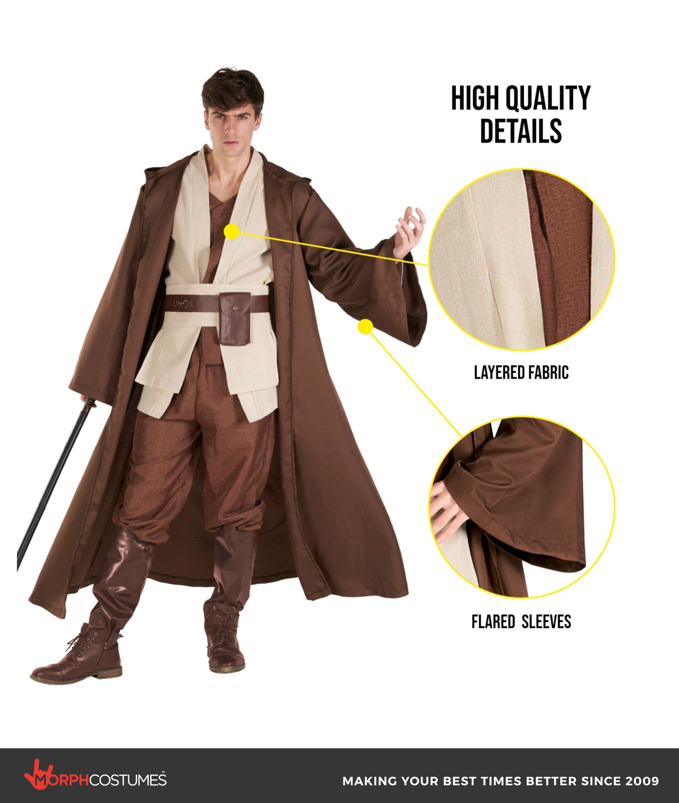 Morph Star Fantasy Hooded Robe Costume For Men, Space Cosplay Tunic Cloak, Halloween Costumes For Men - Image 3