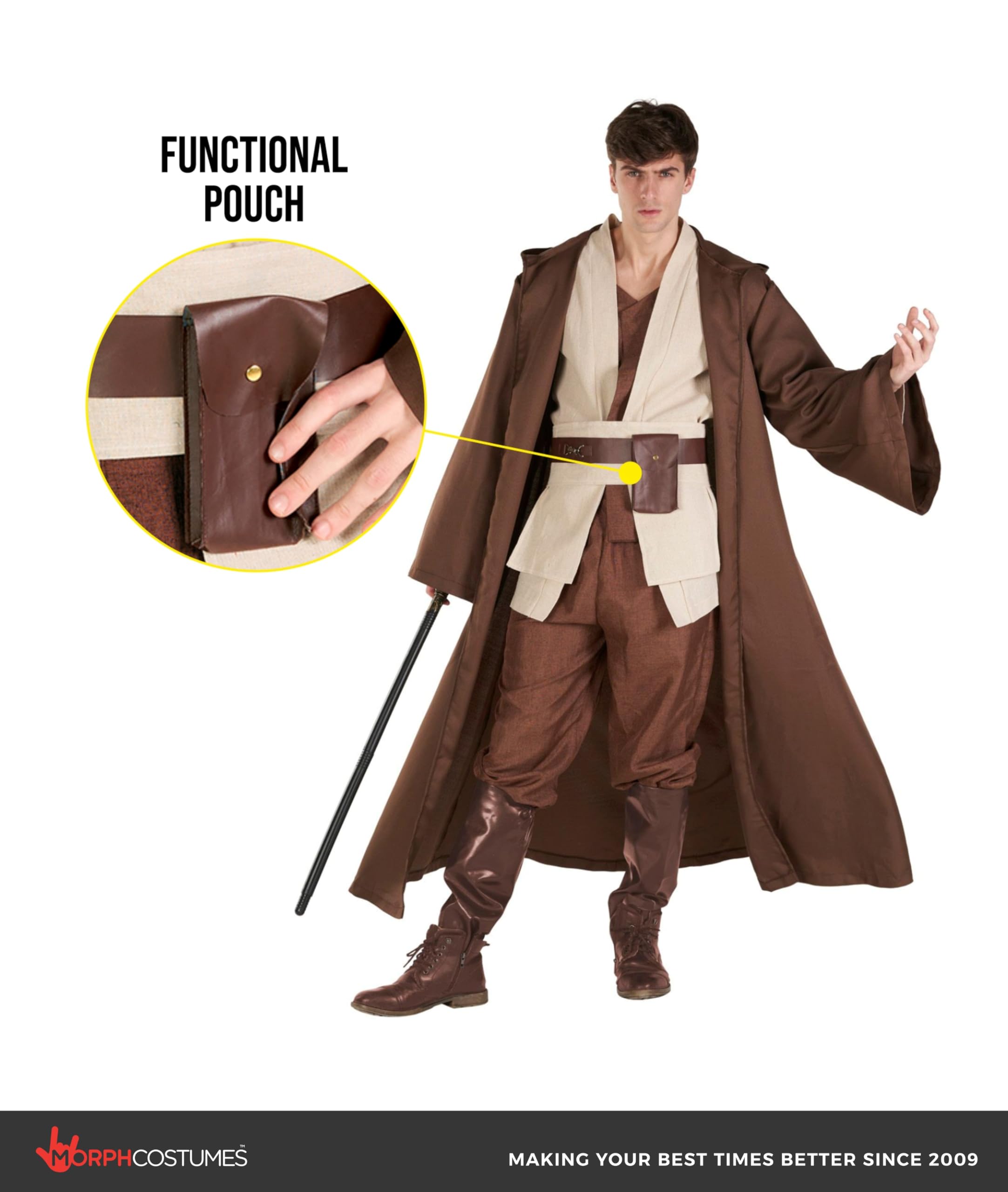 Morph Star Fantasy Hooded Robe Costume For Men, Space Cosplay Tunic Cloak, Halloween Costumes For Men - Image 4