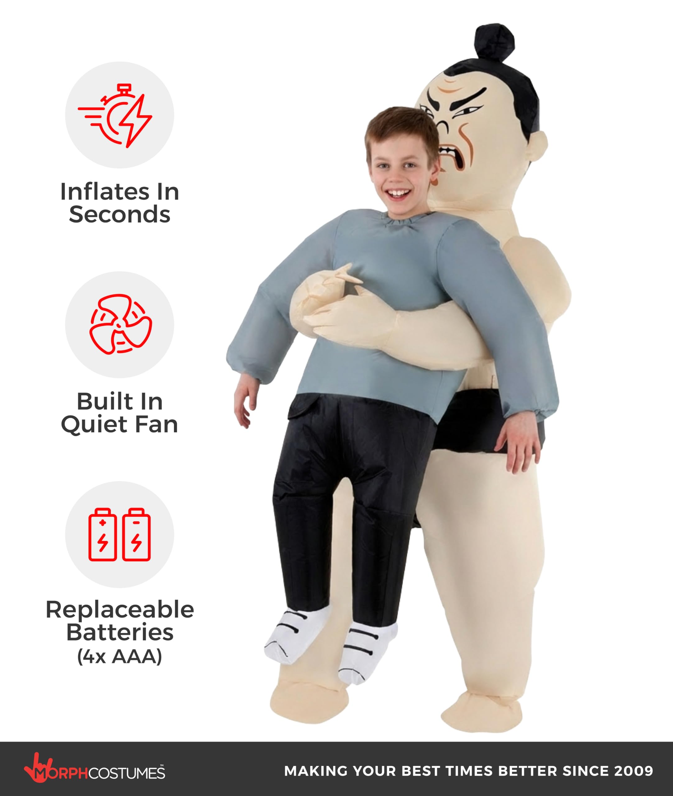Morph Sumo Wrestler Inflatable Costume Kids, Inflatable Sumo Wrestler Costume, Blow Up Costumes for Kids - Image 3