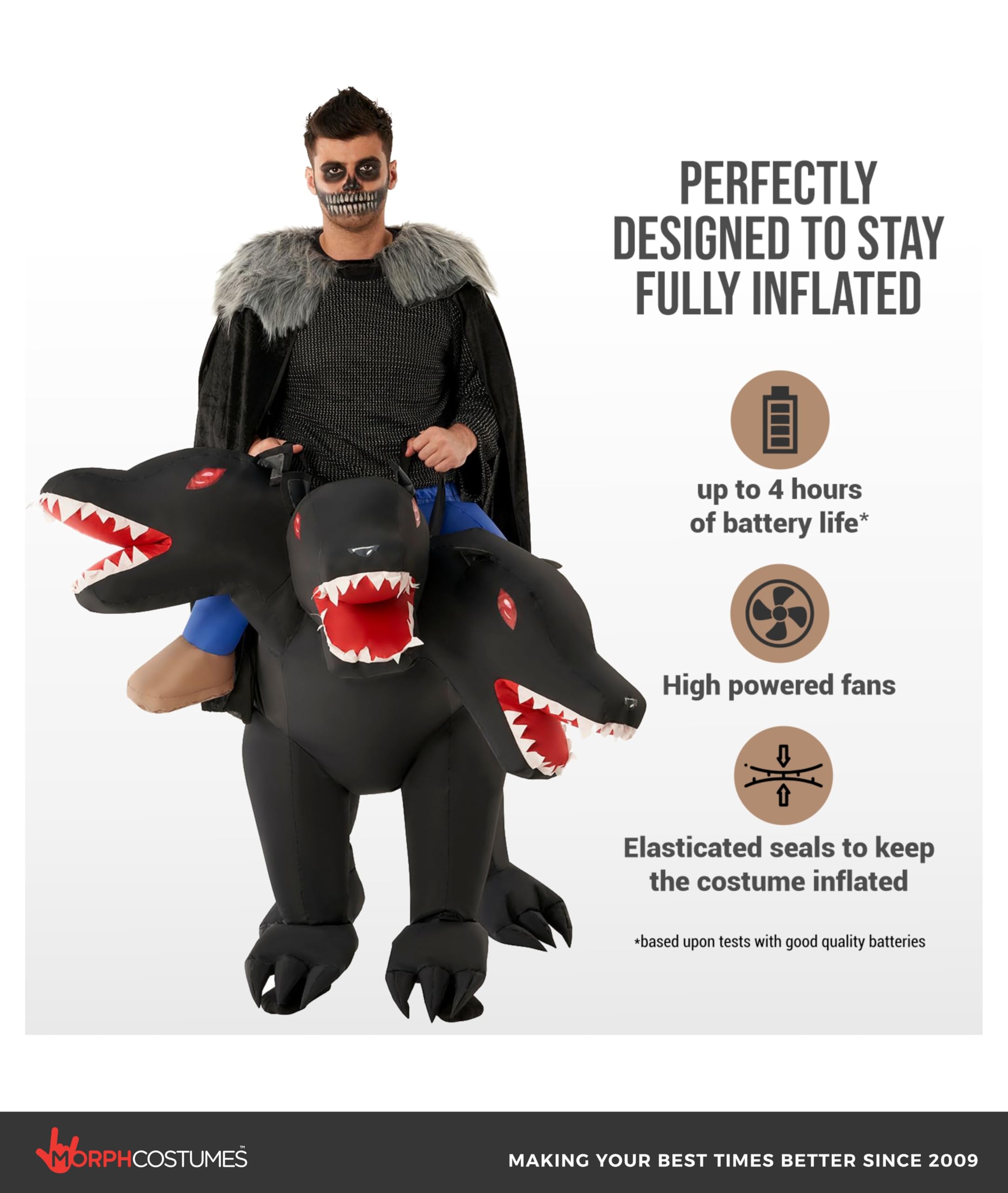 Morph Three Headed Dog Costume, Ride On Dog Costumes Adults, Inflatable Costumes Adult, Halloween Costumes for Adults - Image 2