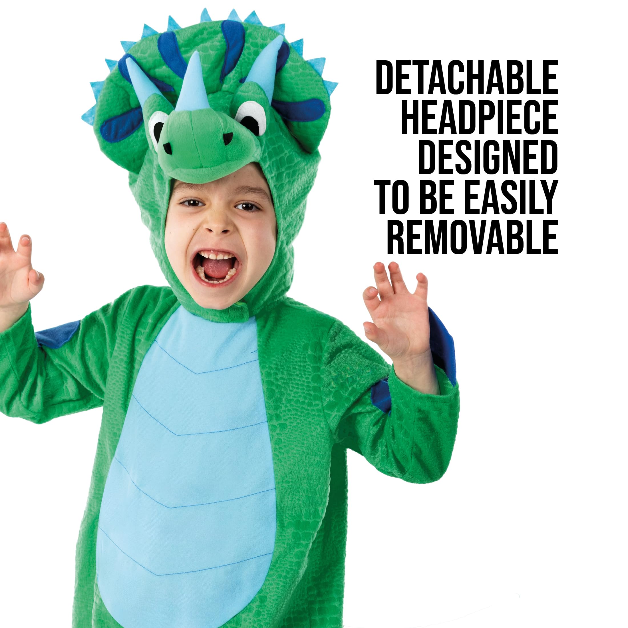 Morph Triceratops Costume for Kids, Toddler Dinosaur Outfit, Dinosaur Onesie Kids, T-Rex Dress Up - Image 3
