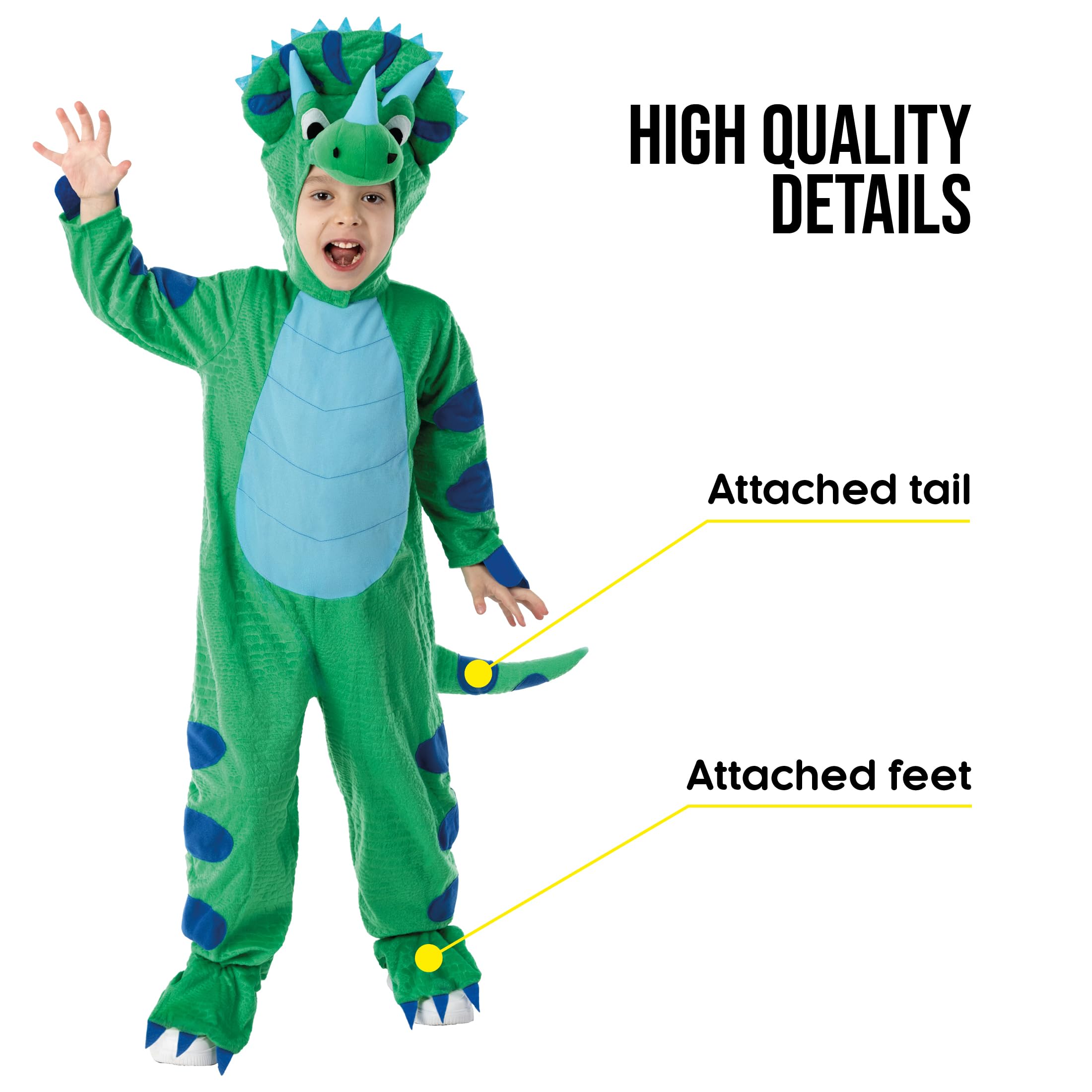 Morph Triceratops Costume for Kids, Toddler Dinosaur Outfit, Dinosaur Onesie Kids, T-Rex Dress Up - Image 4