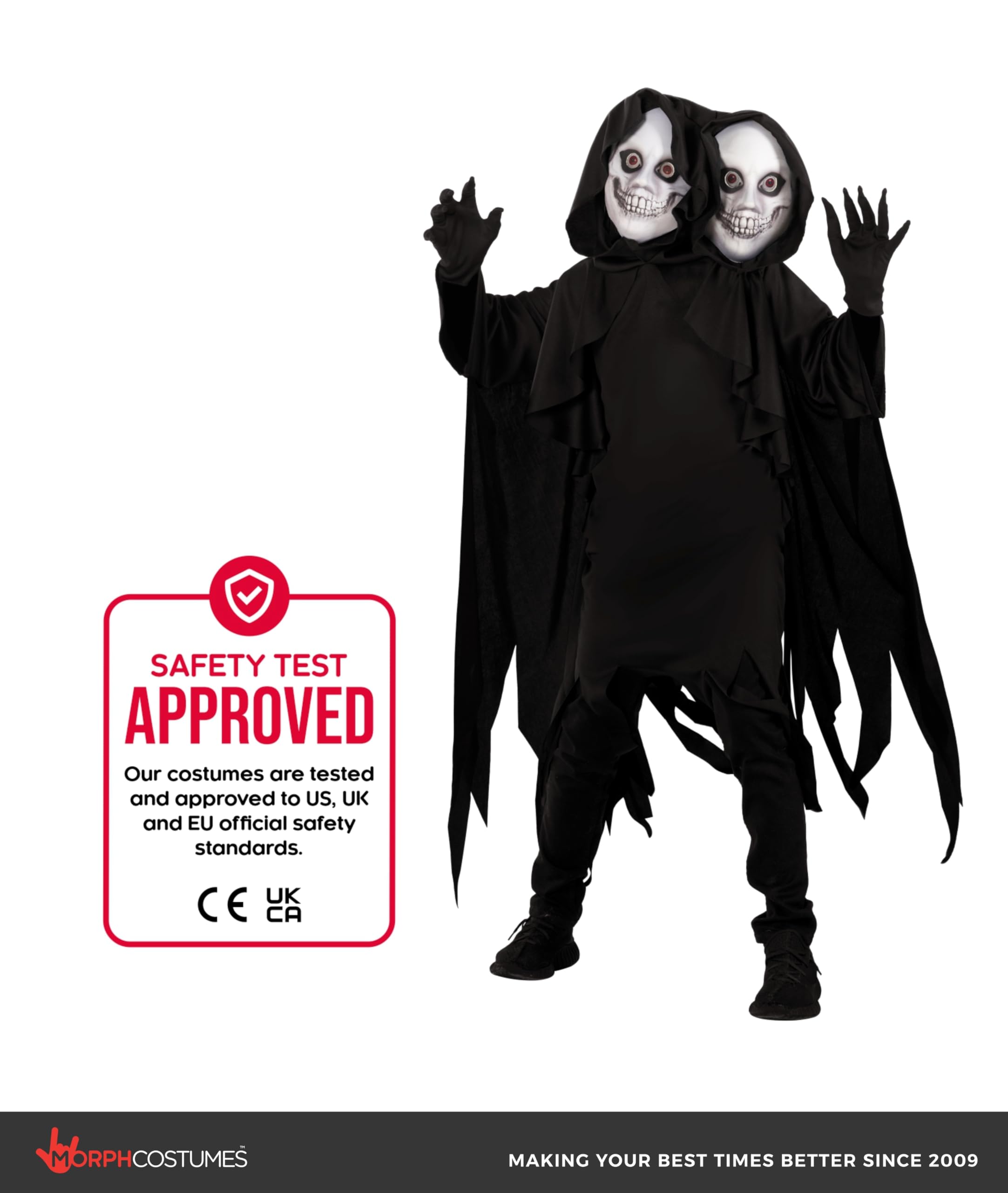 Morph Two Headed Ghoul Costume Kids, Grim Reaper Costume Kids, Boys Reaper Costumes, Boys Scary Demon Halloween Costumes - Image 4