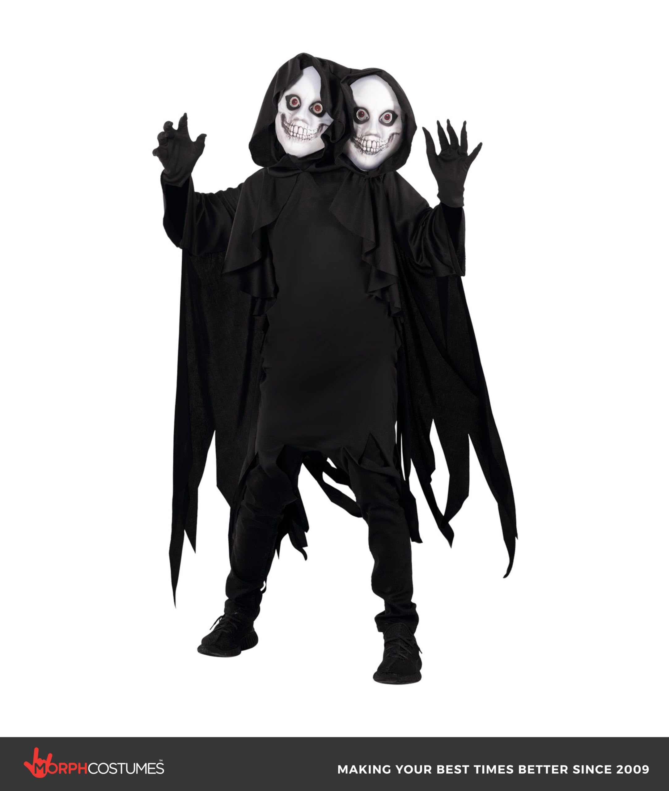 Morph Two Headed Ghoul Costume Kids, Grim Reaper Costume Kids, Boys Reaper Costumes, Boys Scary Demon Halloween Costumes - Image 5