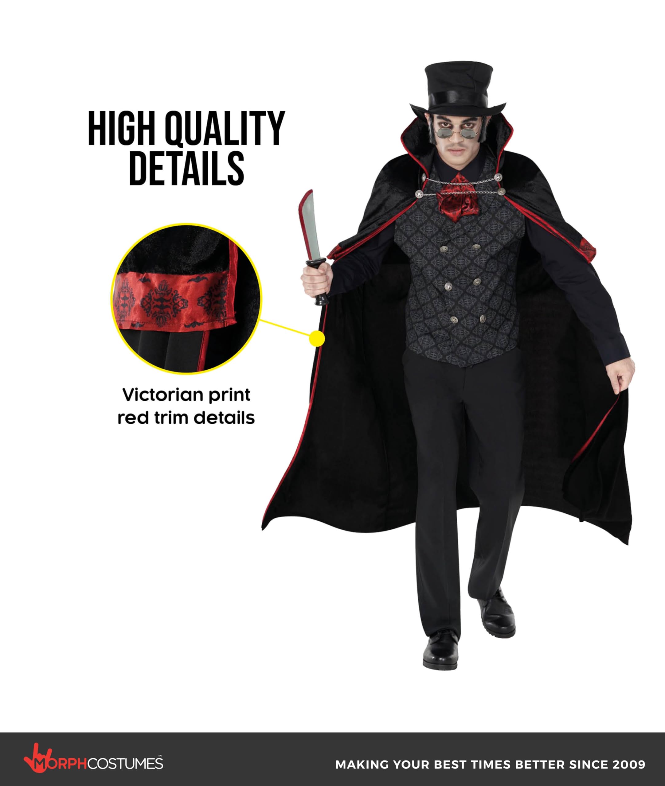 Morph Vampire Costume Men, Mens Gothic Vampire Costume, Jack The Ripper Costumes, Halloween Costumes For Men - Image 4