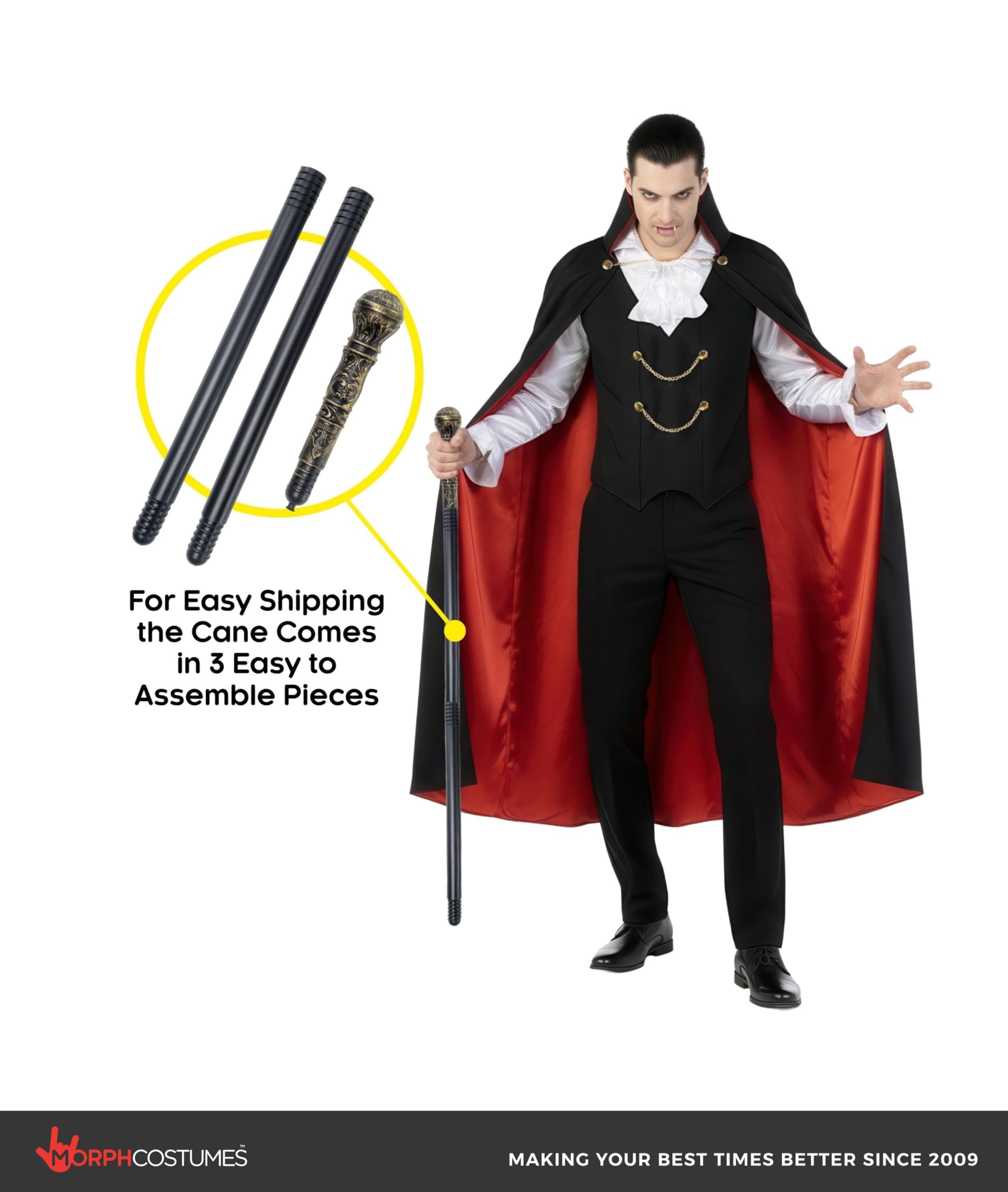 Morph Vampire Costumes Men, Male Vampire Costume, Mens Dracula Costume Adult, Dracula Costumes for Mens - Image 3