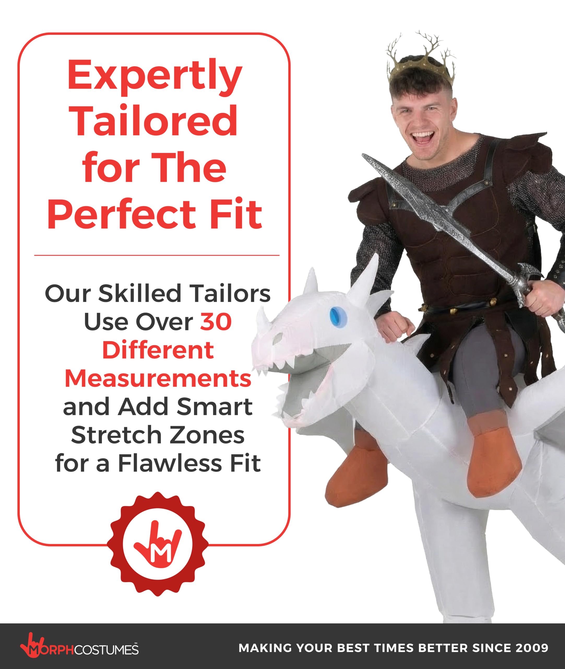 Morph White Inflatable Dragon Costume Adults, Blow Up Dragon Costume Adult, Fun Inflatable Outfit For Men And Women, One Size - Image 4