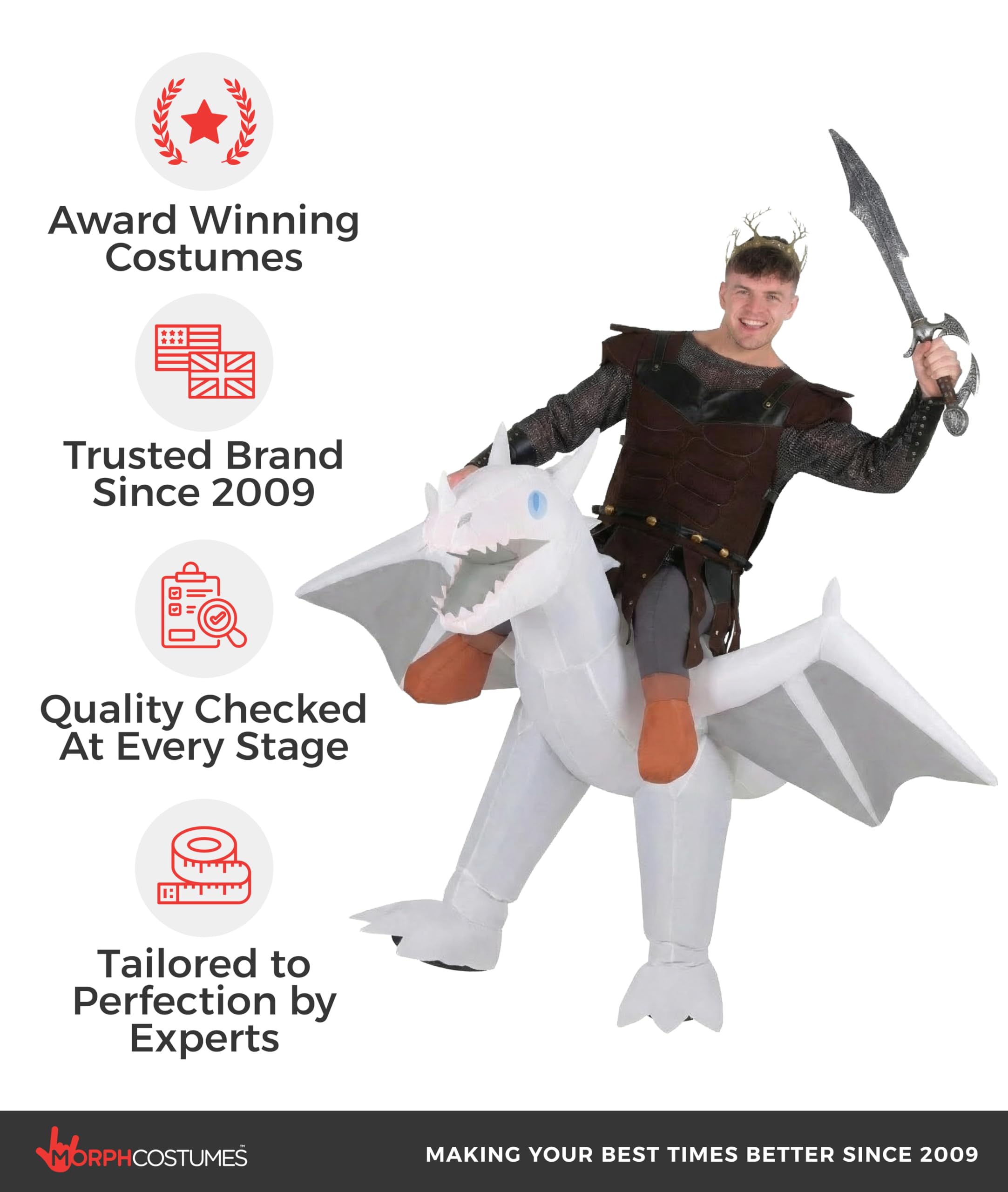 Morph White Inflatable Dragon Costume Adults, Blow Up Dragon Costume Adult, Fun Inflatable Outfit For Men And Women, One Size - Image 5