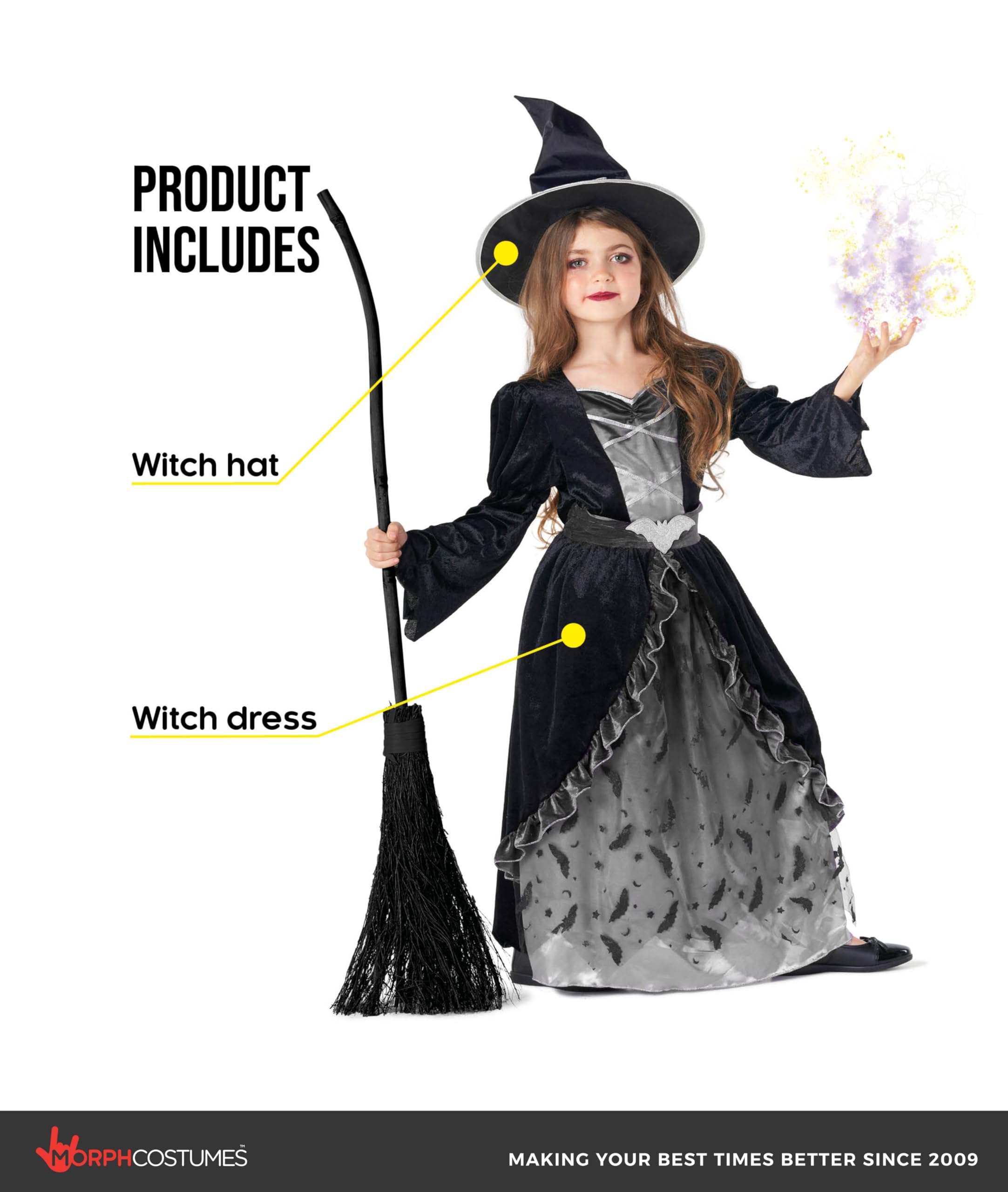 Morph Witch Costume Kids, Witch Costume For Girls, Halloween Costumes For Girls And Toddler - Image 2