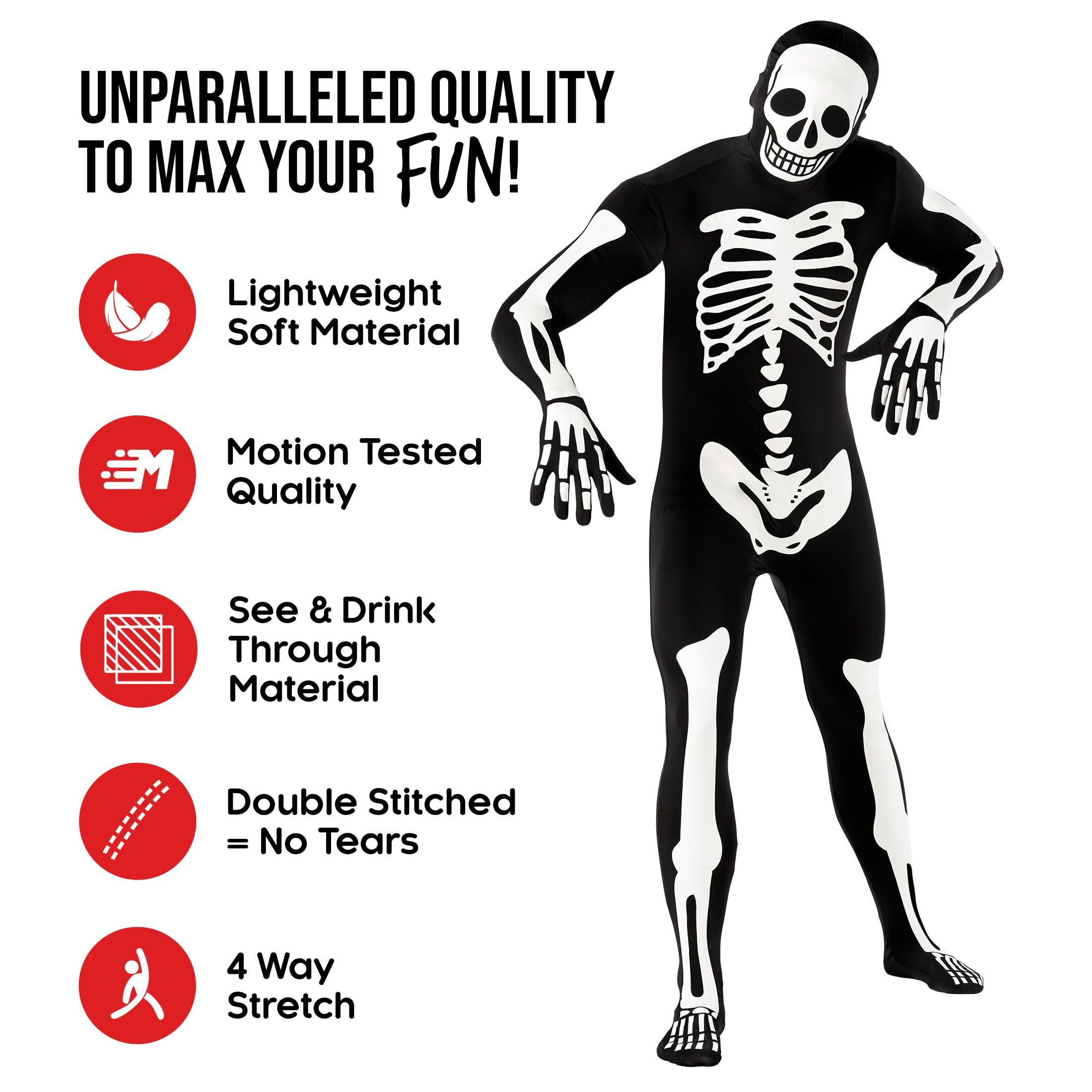 Morphsuits Adult Skeleton Costume Men, Mens Skeleton Costume Glow in Dark, Skeleton Adult Costume, Glow in Dark Skeleton - Image 2
