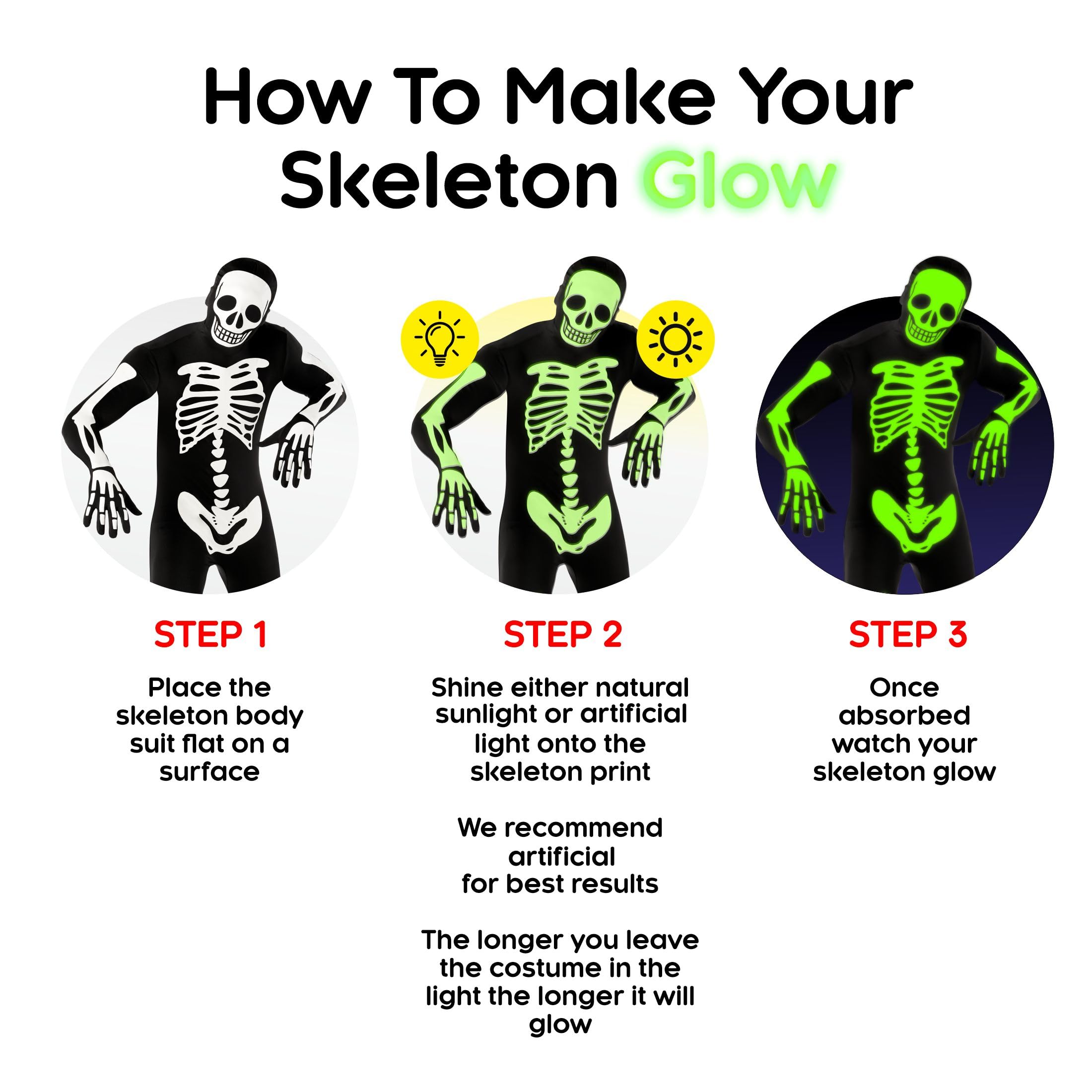 Morphsuits Adult Skeleton Costume Men, Mens Skeleton Costume Glow in Dark, Skeleton Adult Costume, Glow in Dark Skeleton - Image 4